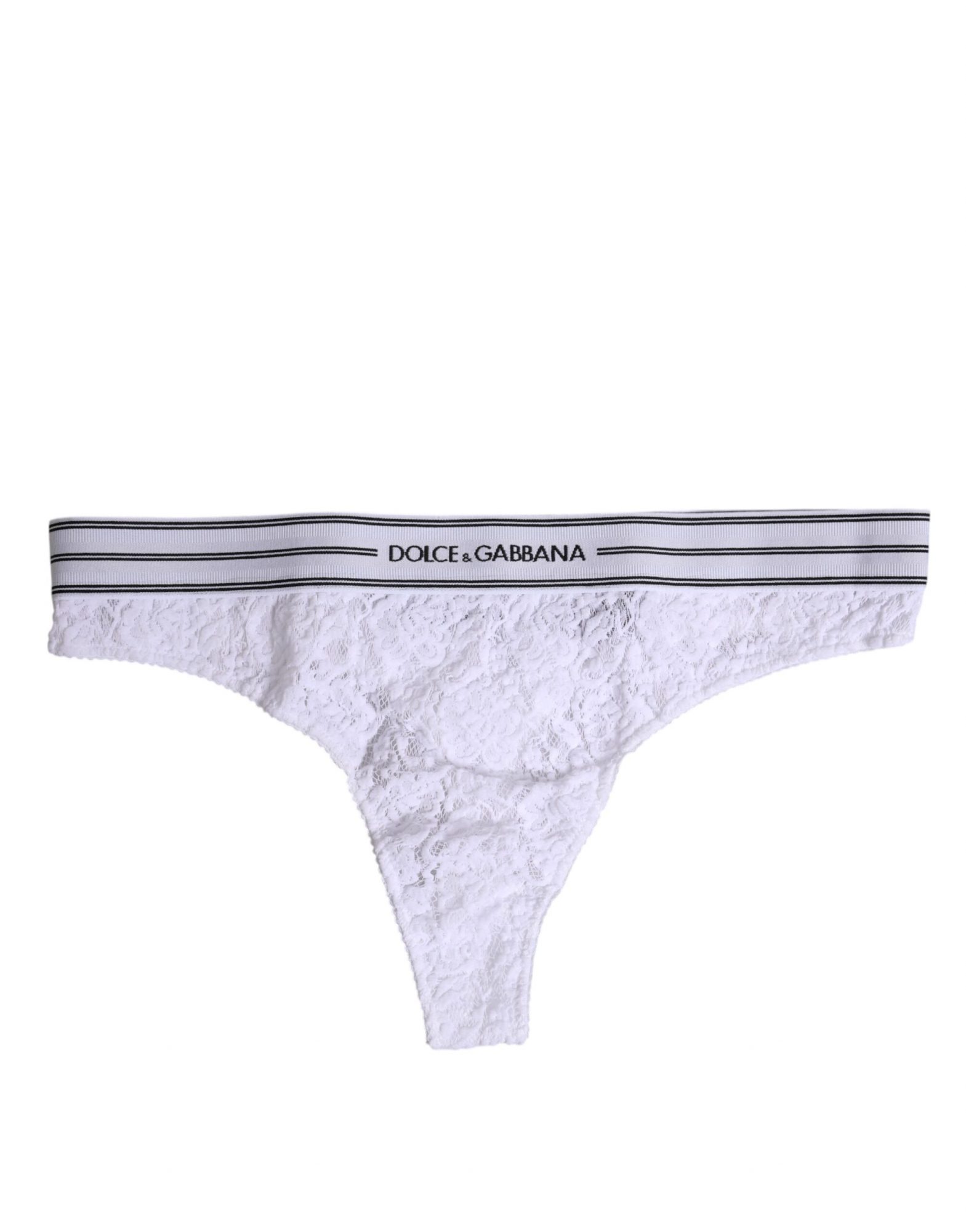 Dolce & Gabbana Weißes Nylon Floral Lace Bottom Panty Unterwäsche