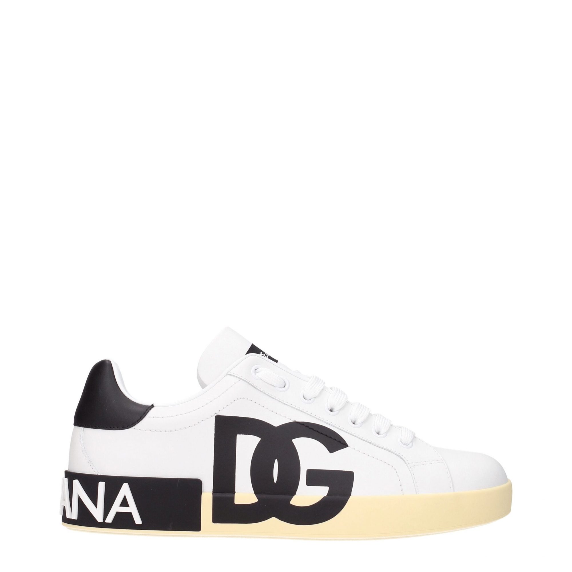 Dolce & Gabbana Weiße Leder-Sneaker mit niedrigem Schaft