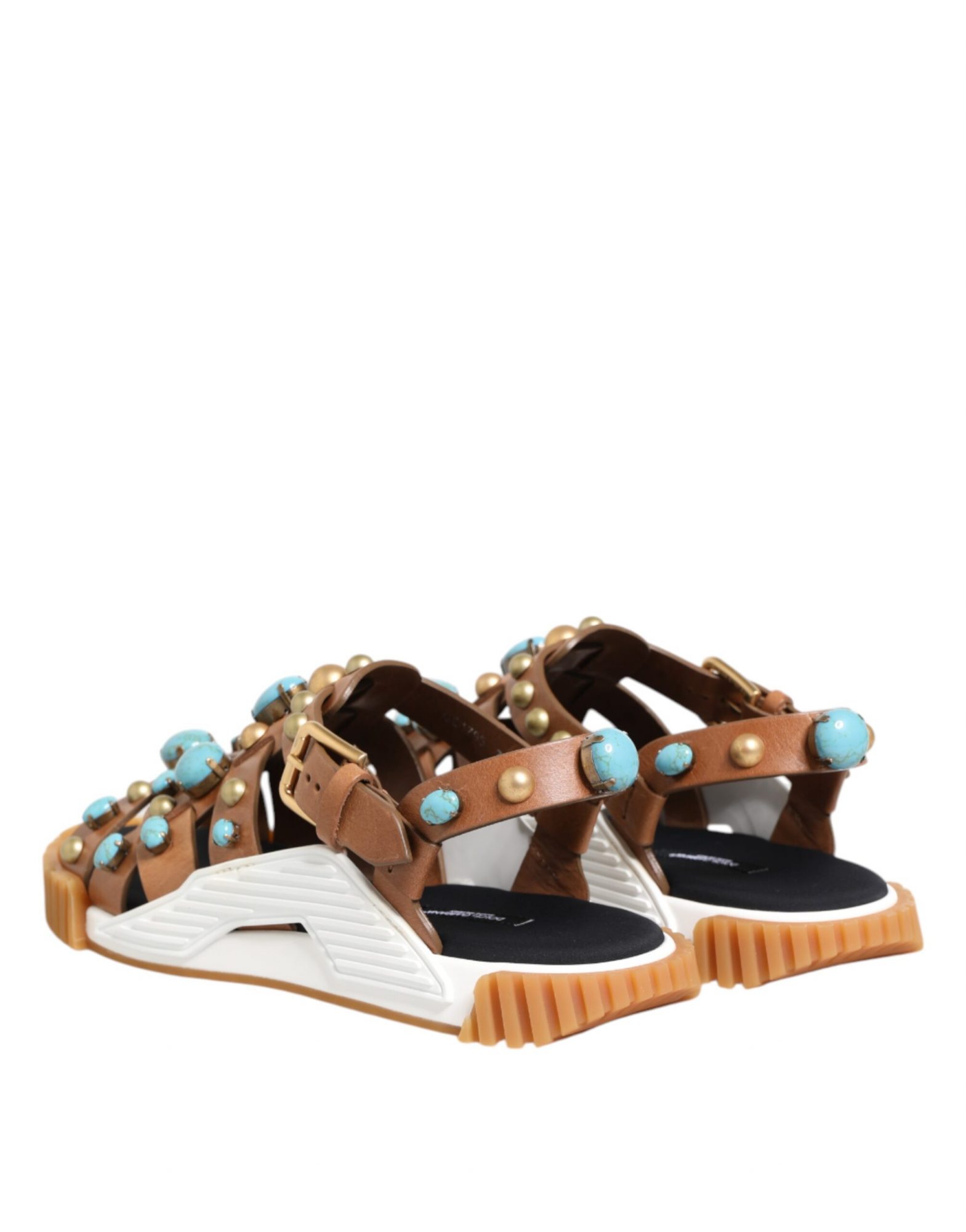 Dolce & Gabbana Braunes Leder Nietenschuhe Sandalen Schuhe – Bild 5