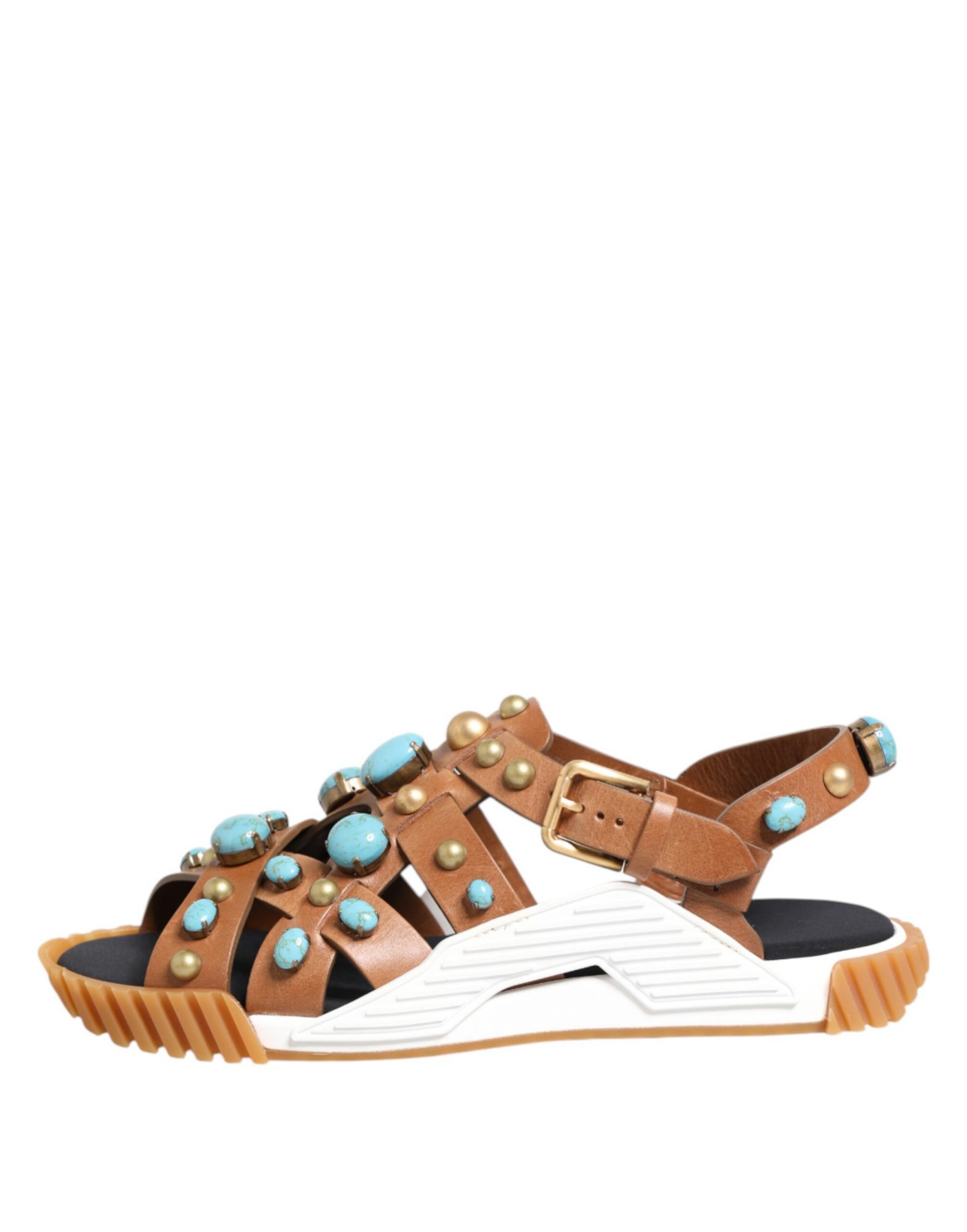 Dolce & Gabbana Braunes Leder Nietenschuhe Sandalen Schuhe – Bild 6
