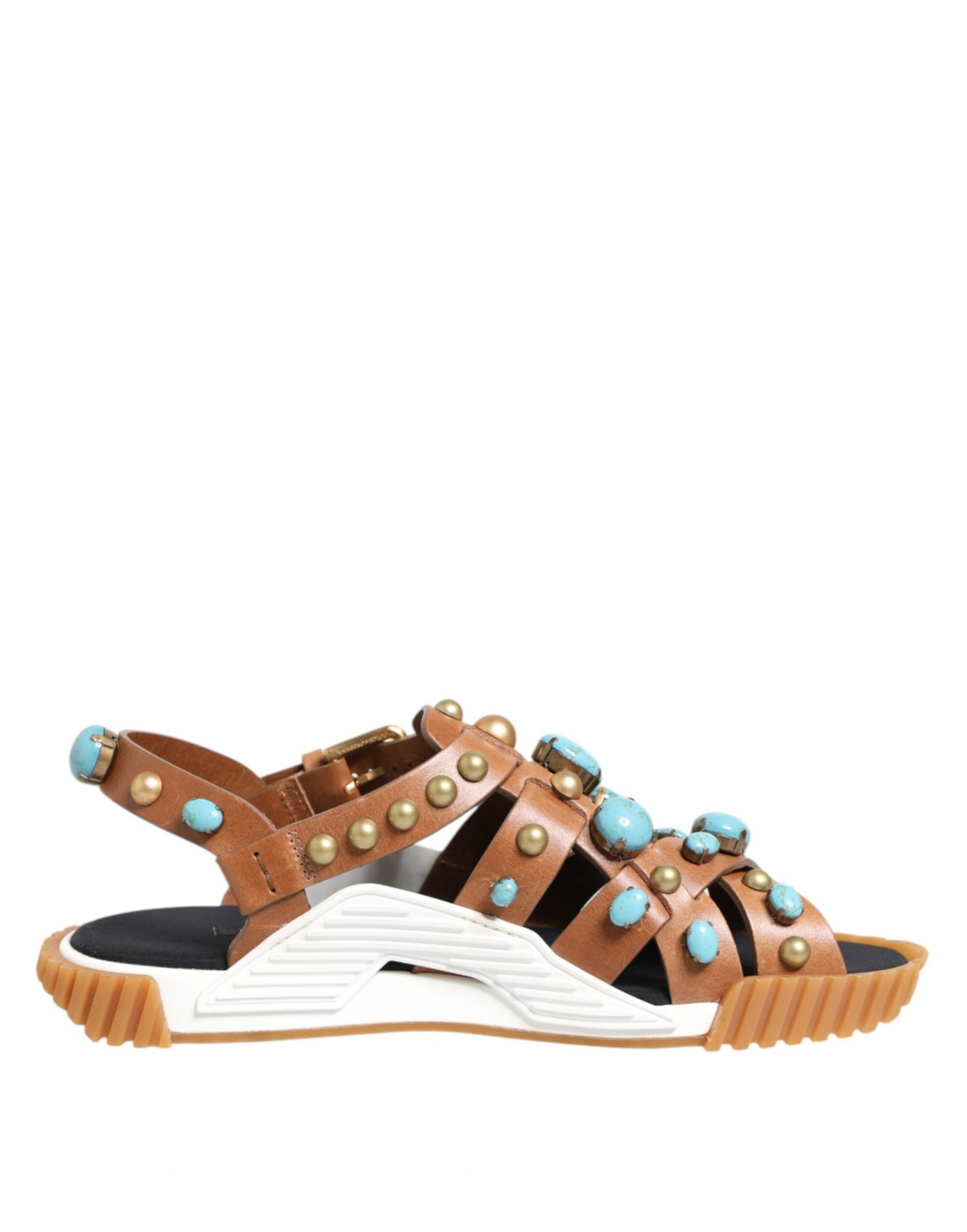 Dolce & Gabbana Braunes Leder Nietenschuhe Sandalen Schuhe – Bild 7