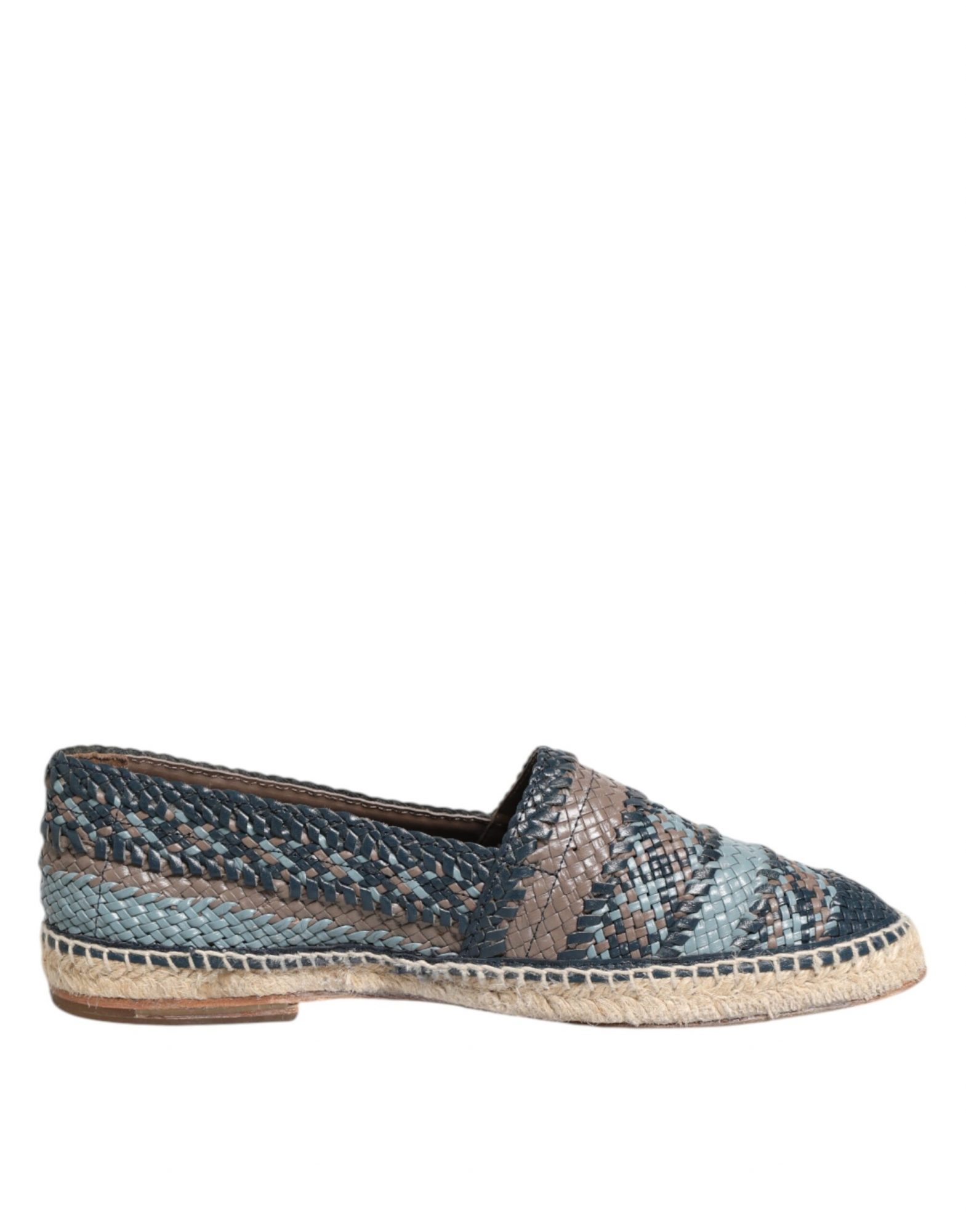 Dolce & Gabbana Blaugraue gewebte Leder Espadrille-Schuhe von Buffalo