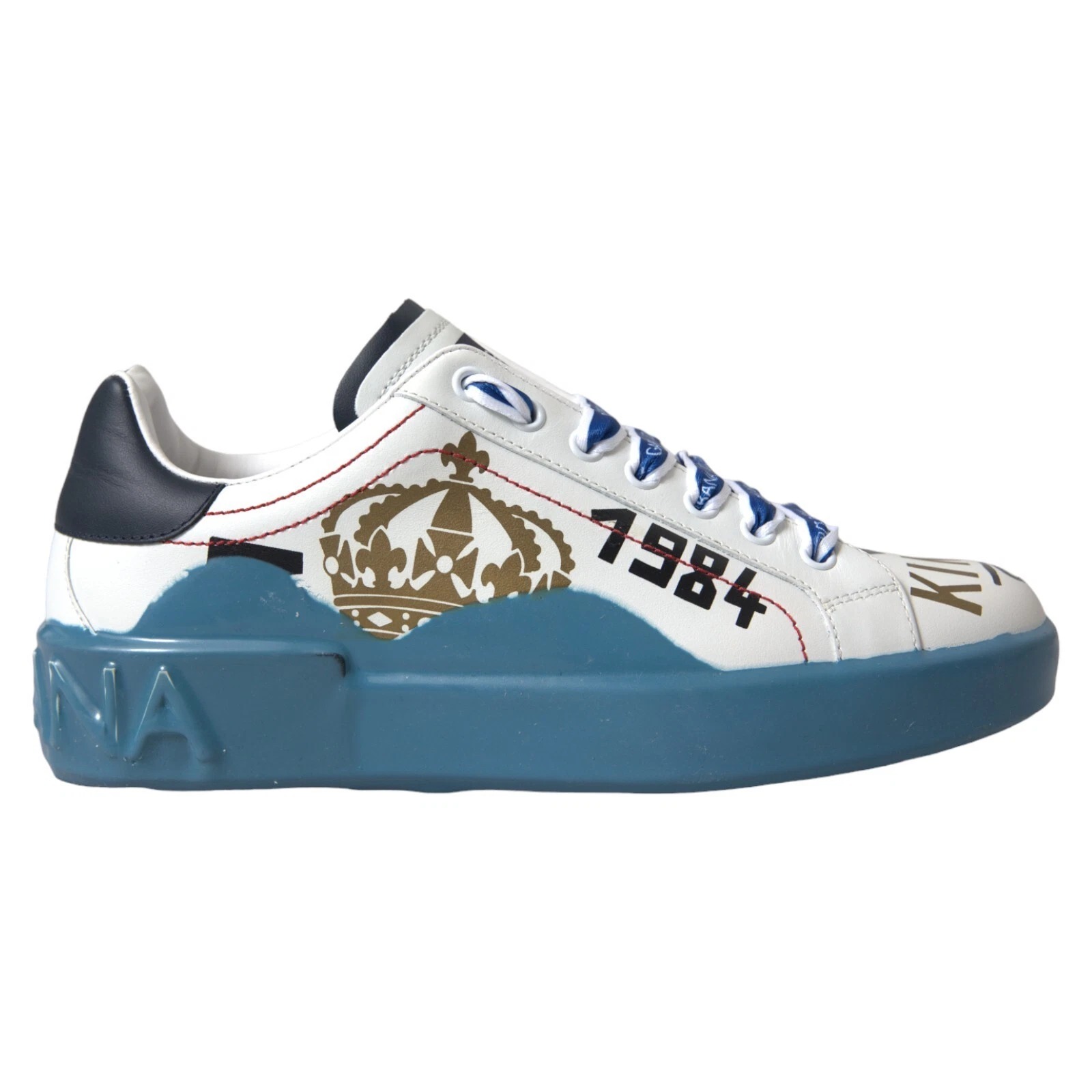 Dolce & Gabbana Blau Weiß Bedruckte Portofino Melt Sneakers