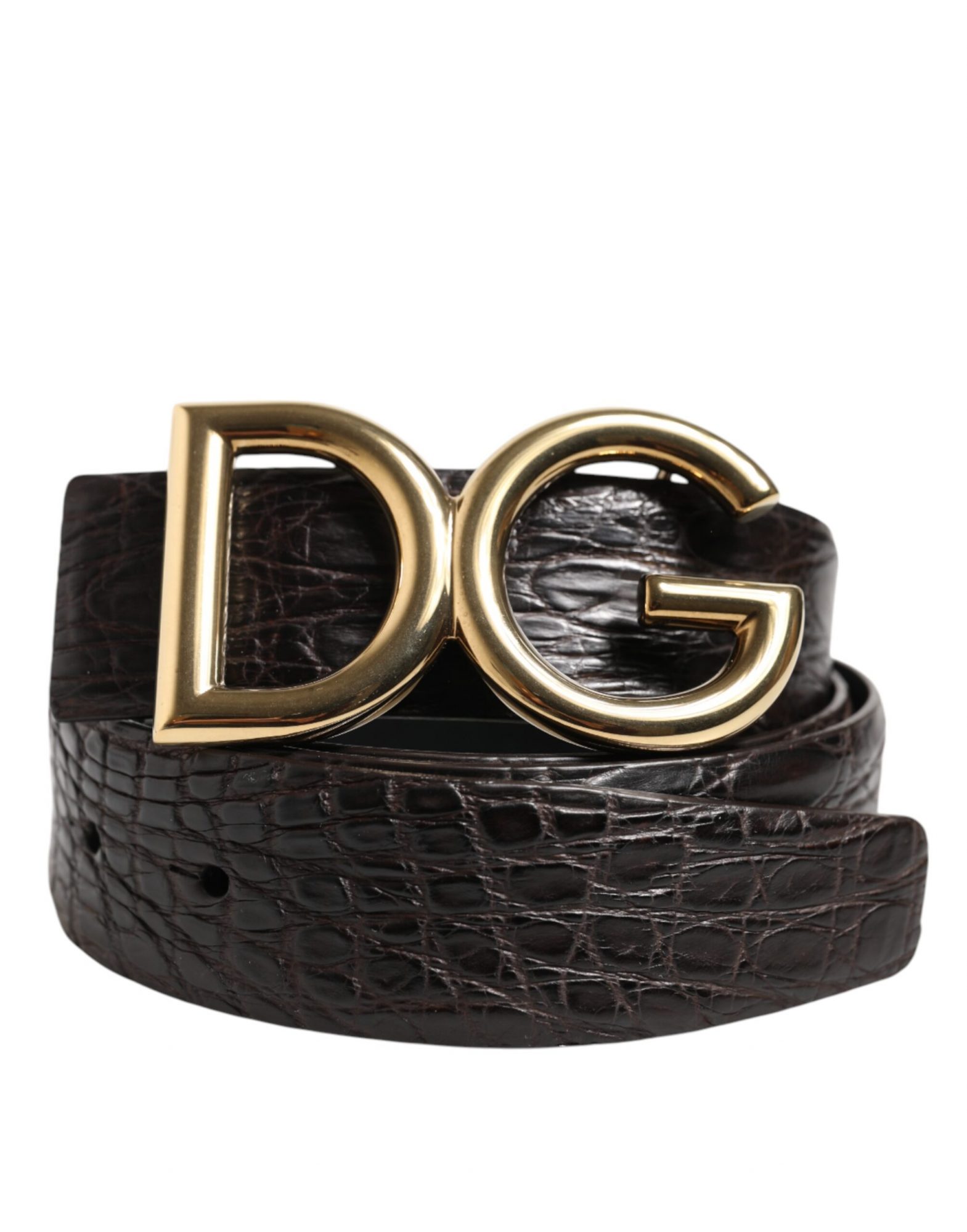 Dolce & Gabbana Schwarzes Exotenleder DG Logo Schnalle Gürtel