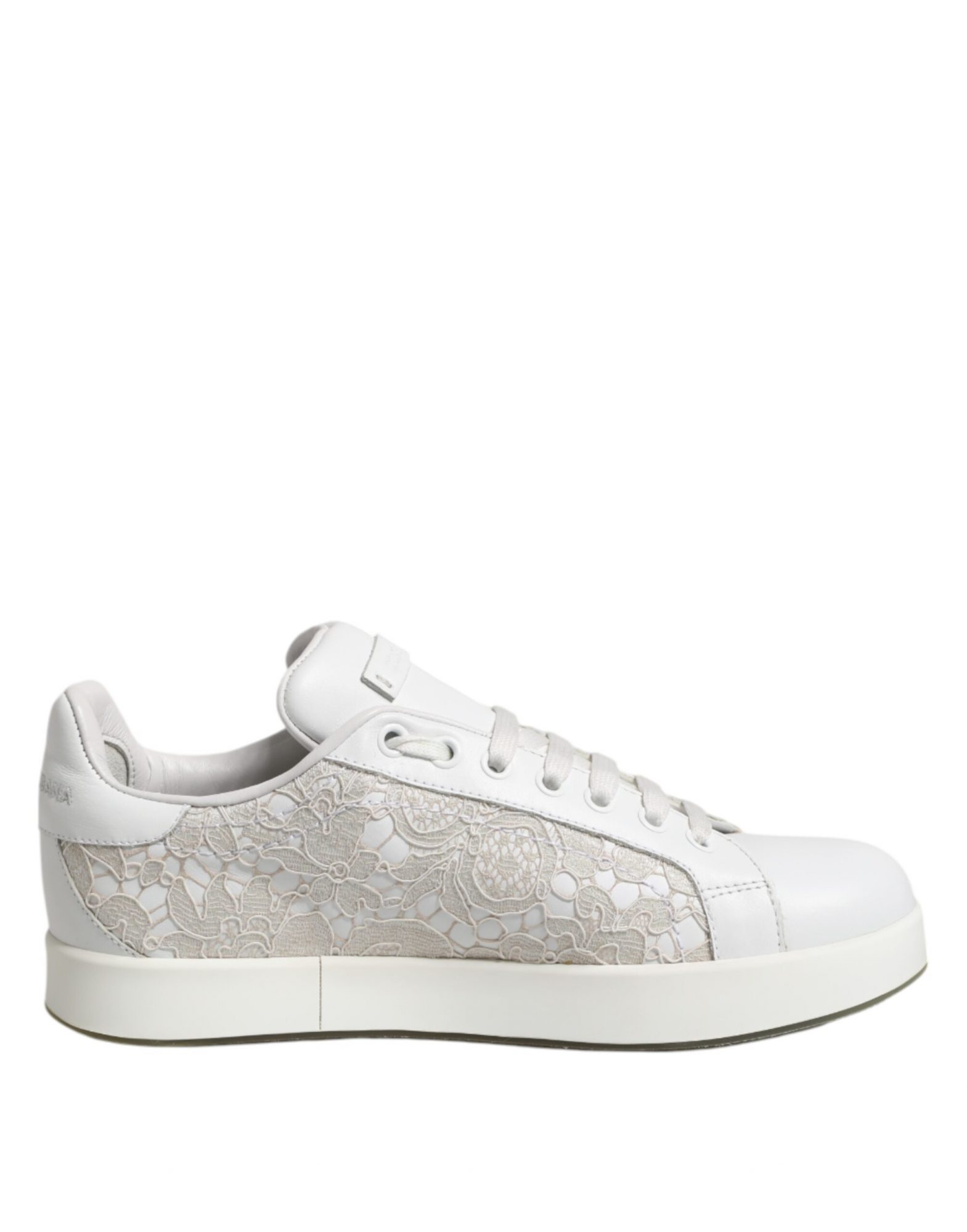 Dolce & Gabbana Weiße Spitze Leder Low Top Sneaker Schuhe