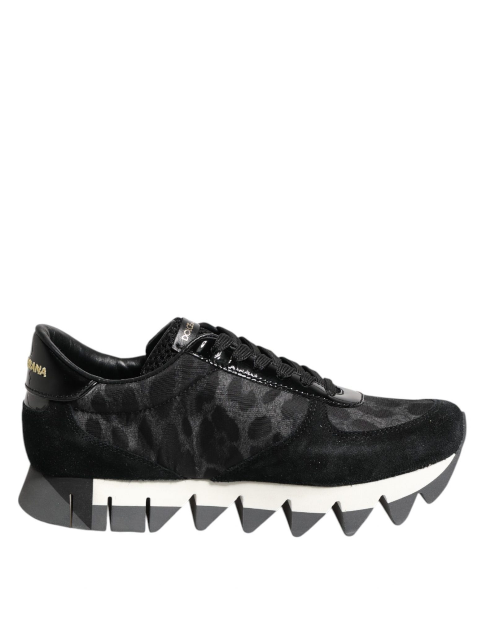 Dolce & Gabbana Schwarz Grau Leopard Low Top Turnschuhe Schuhe
