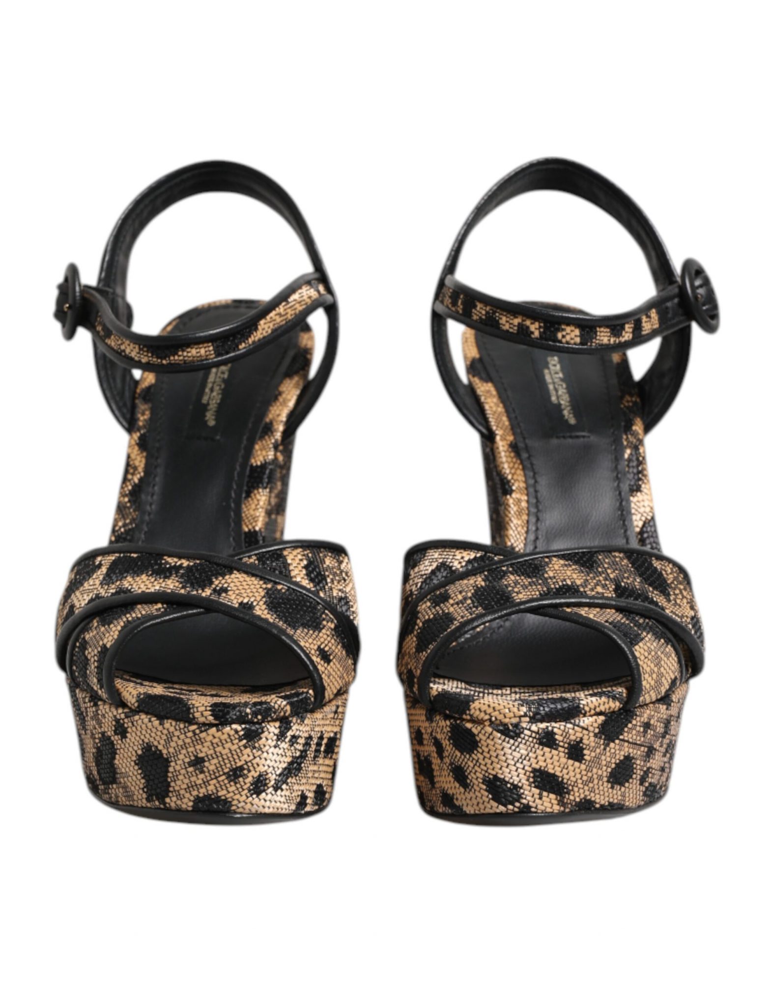 Dolce & Gabbana Braun Leopard Wedges Riemchensandalen Schuhe – Bild 2