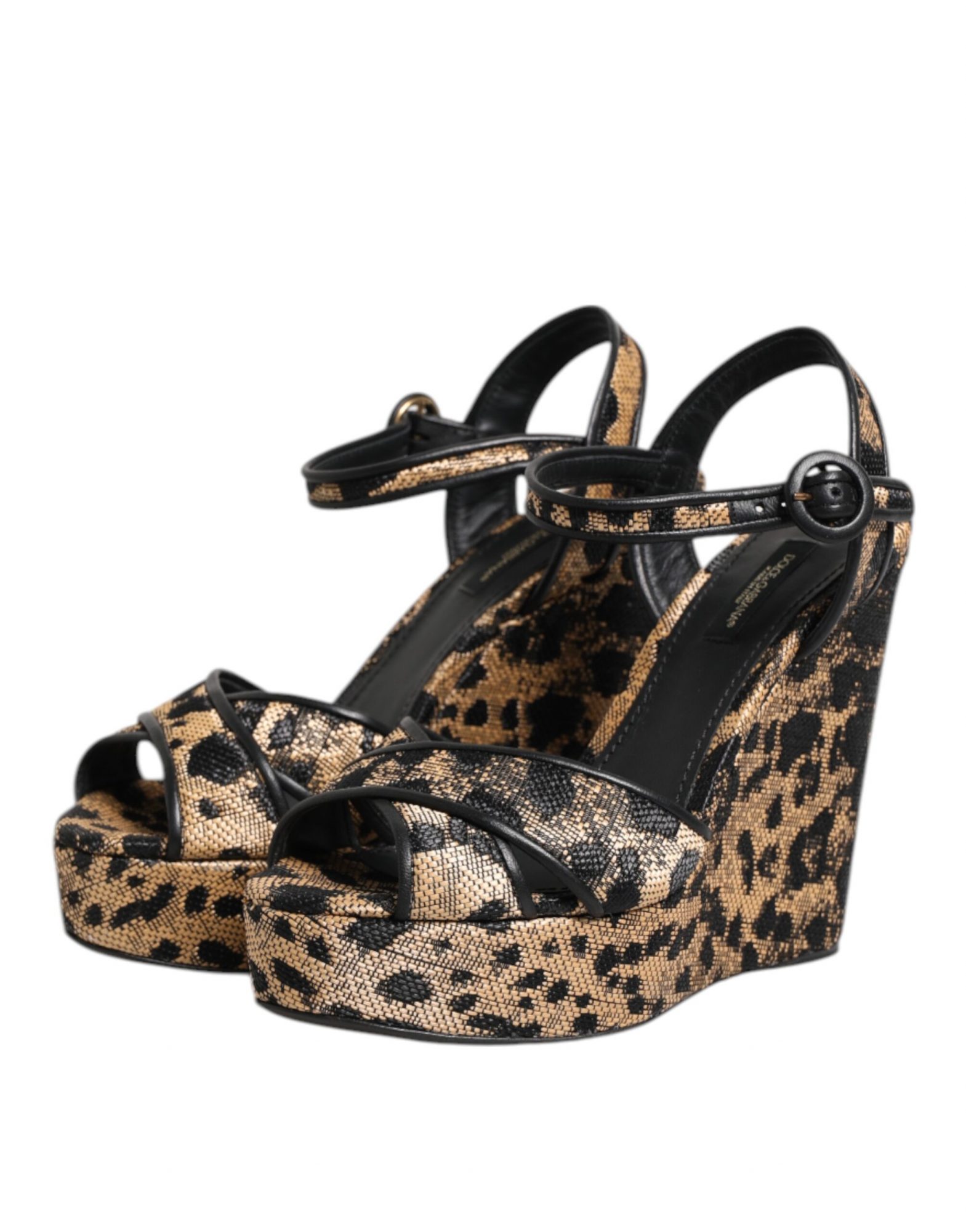 Dolce & Gabbana Braun Leopard Wedges Riemchensandalen Schuhe – Bild 4