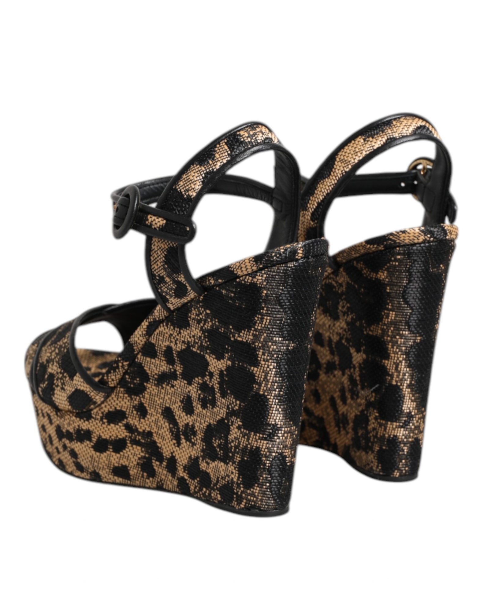 Dolce & Gabbana Braun Leopard Wedges Riemchensandalen Schuhe – Bild 5