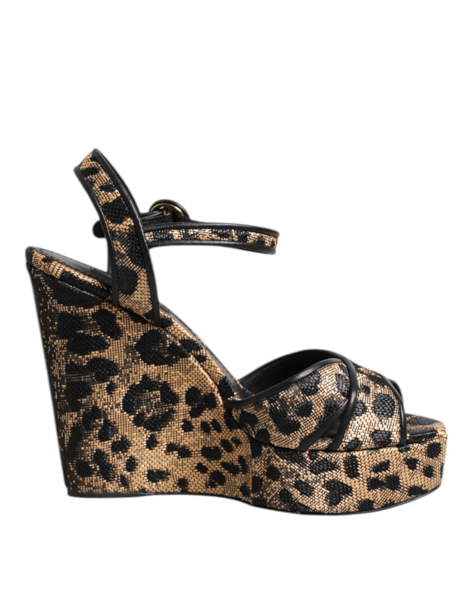 Dolce & Gabbana Braun Leopard Wedges Riemchensandalen Schuhe – Bild 7