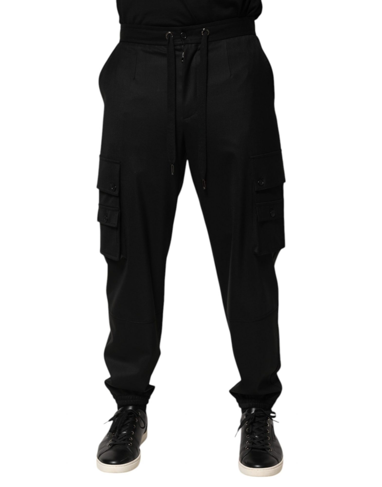 Dolce & Gabbana Solide Schwarze Cargo Jogger Männer Sweatpants Hosen