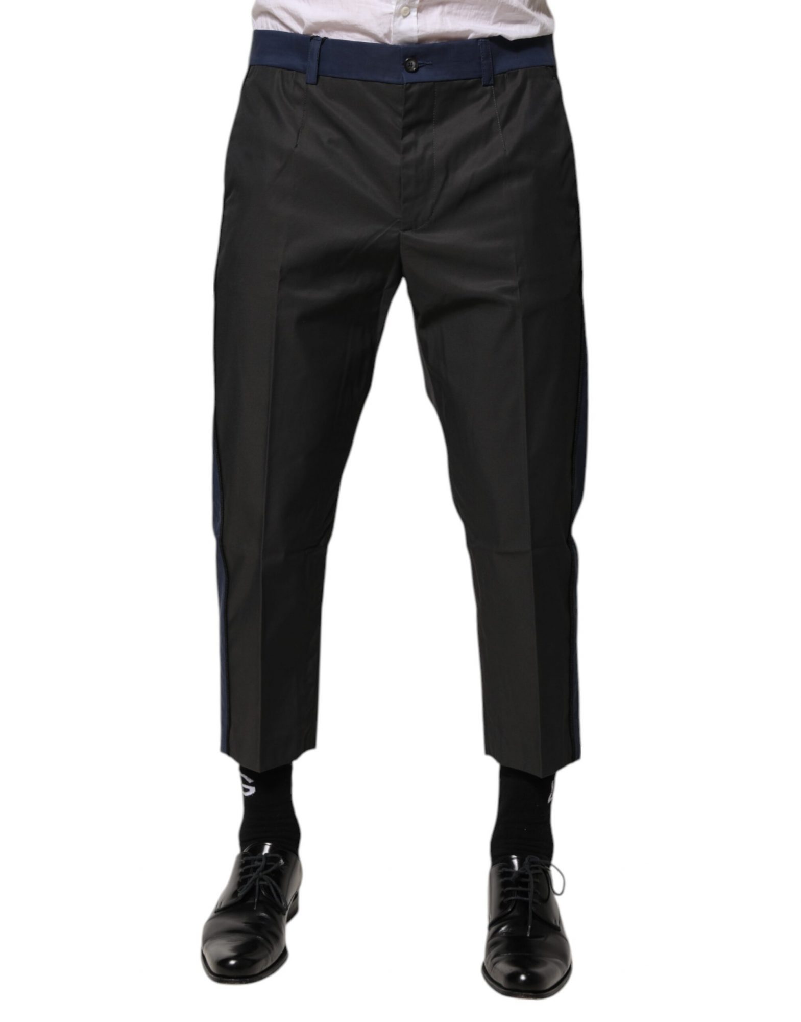 Dolce & Gabbana Grau Blau Baumwolle 3/4 Chinos Crop Hose Hosen Hose
