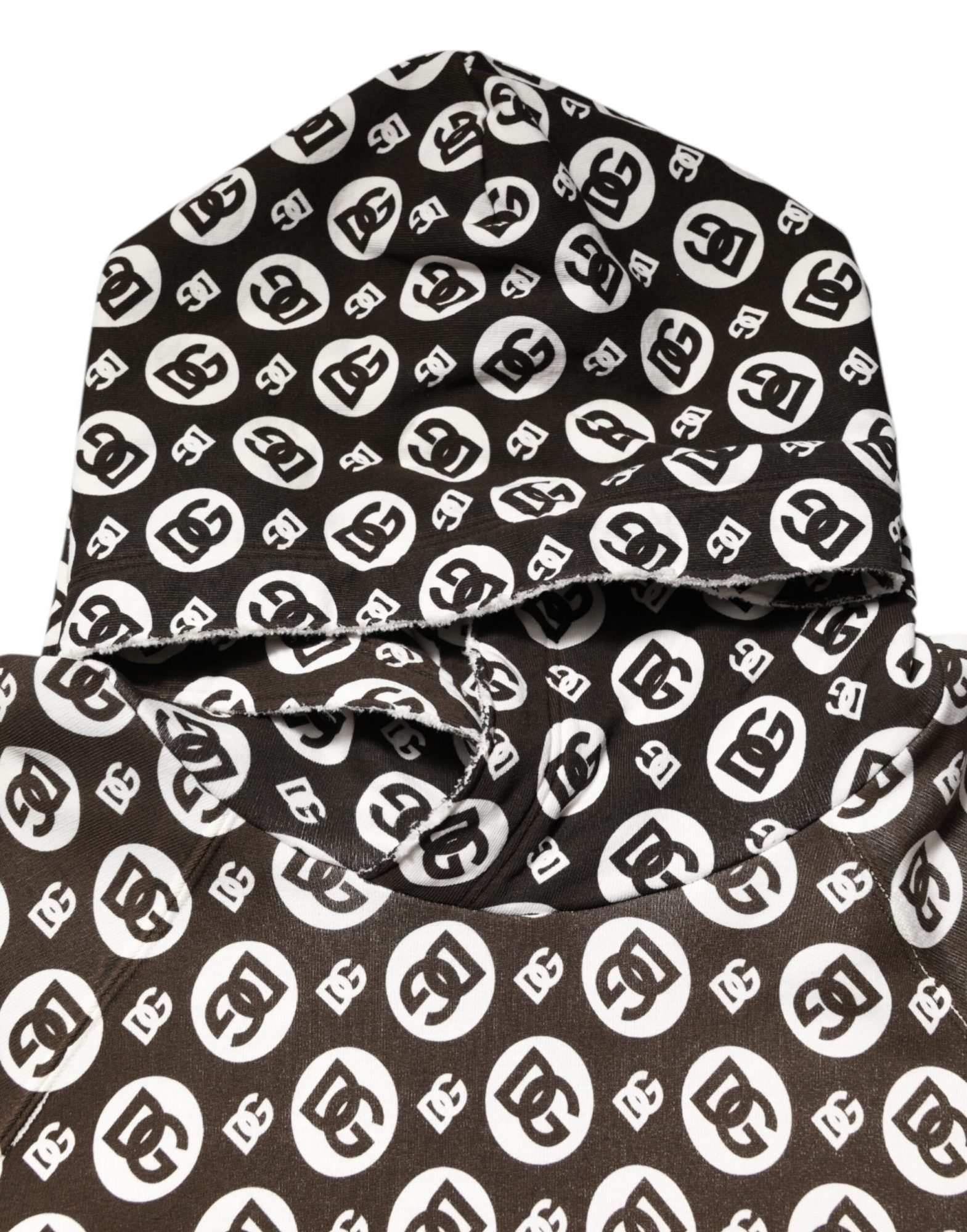 Dolce & Gabbana Braun Weiß DG Logo Kurzer Kapuzenpullover – Bild 7