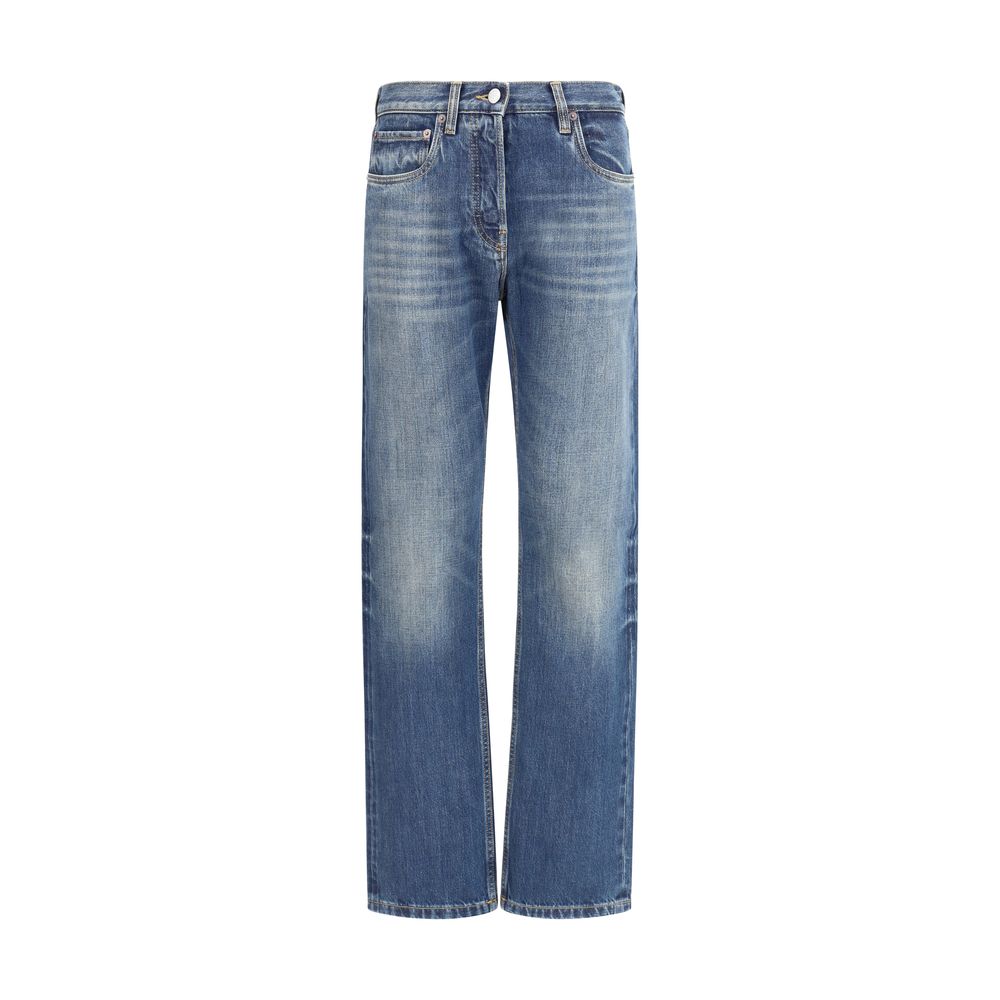 Prada Gerade geschnittene Jeans aus blauem Baumwoll-Denim
