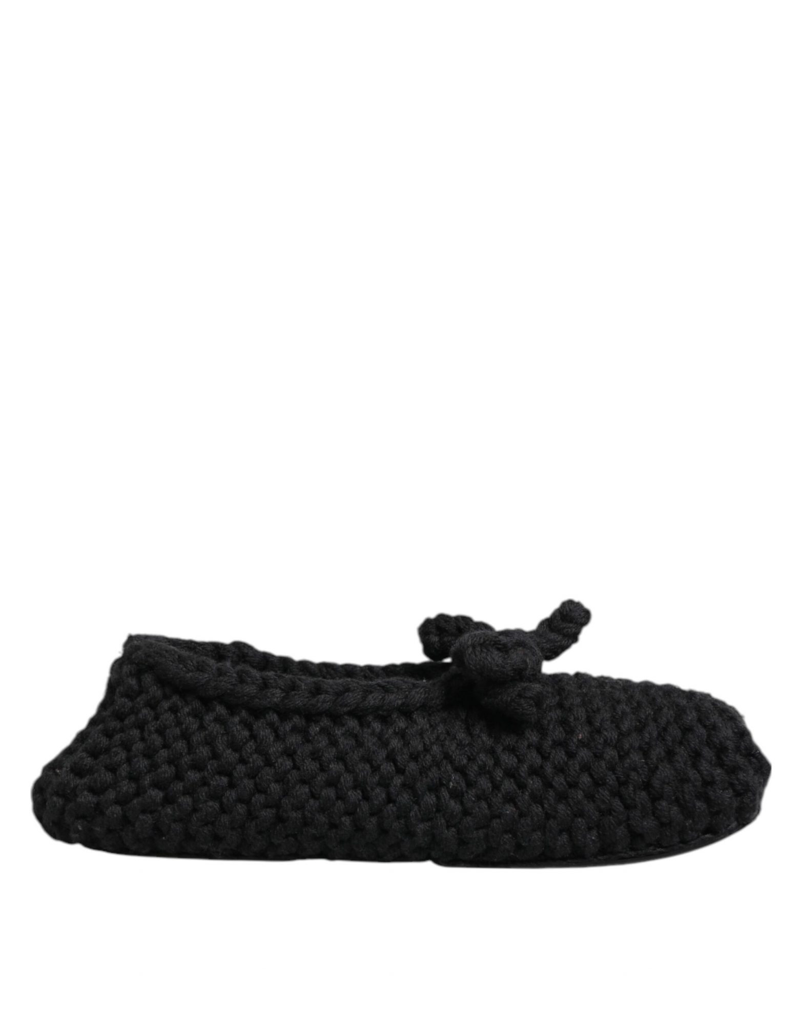 Dolce & Gabbana Schwarz Wolle stricken Slip On Ballerina Flats Schuhe