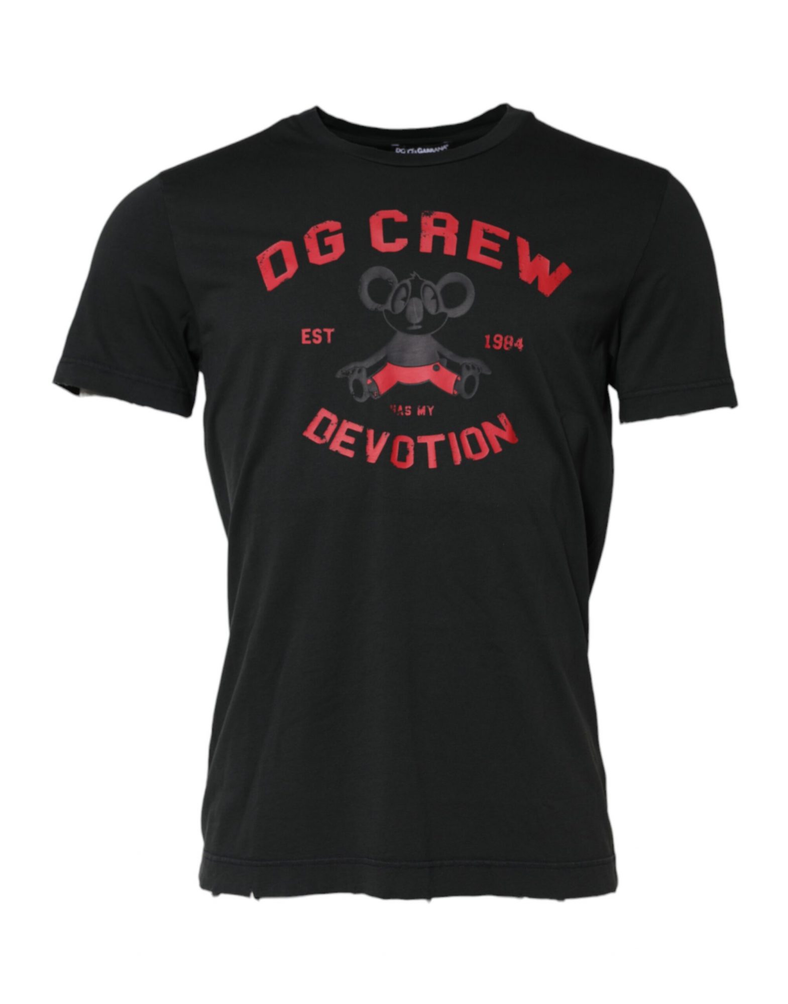 Dolce & Gabbana Schwarzes DG Crew Devotion Baumwoll-T-Shirt mit Rundhalsausschnitt – Bild 2