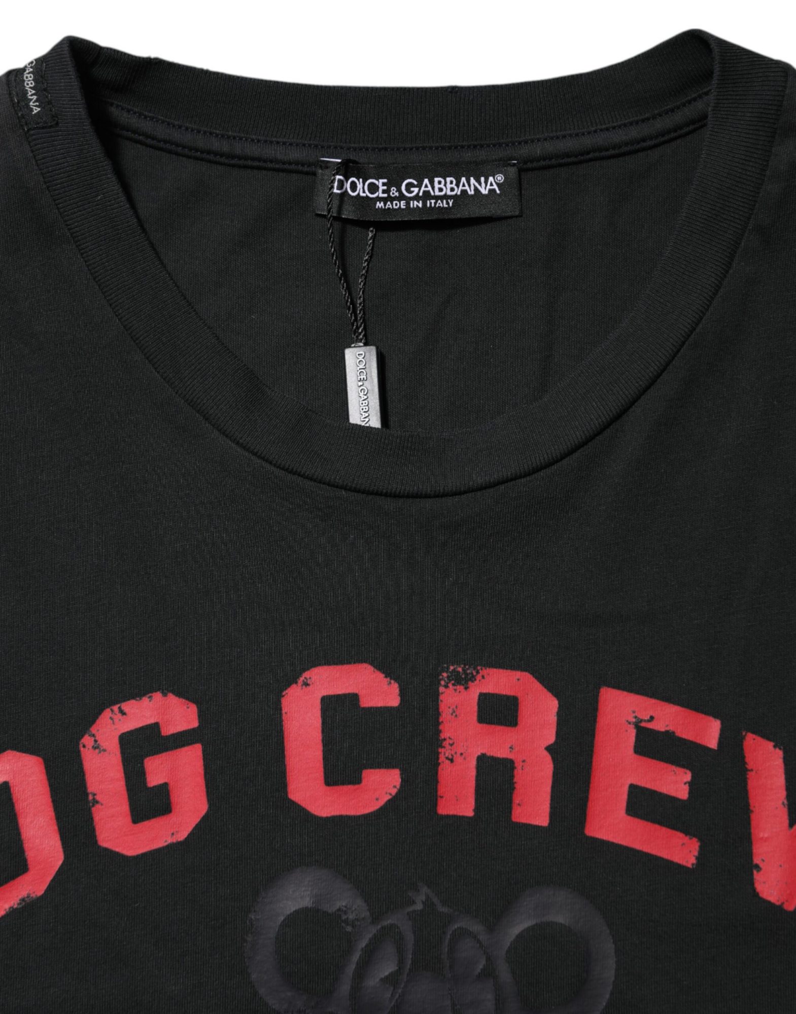Dolce & Gabbana Schwarzes DG Crew Devotion Baumwoll-T-Shirt mit Rundhalsausschnitt – Bild 4