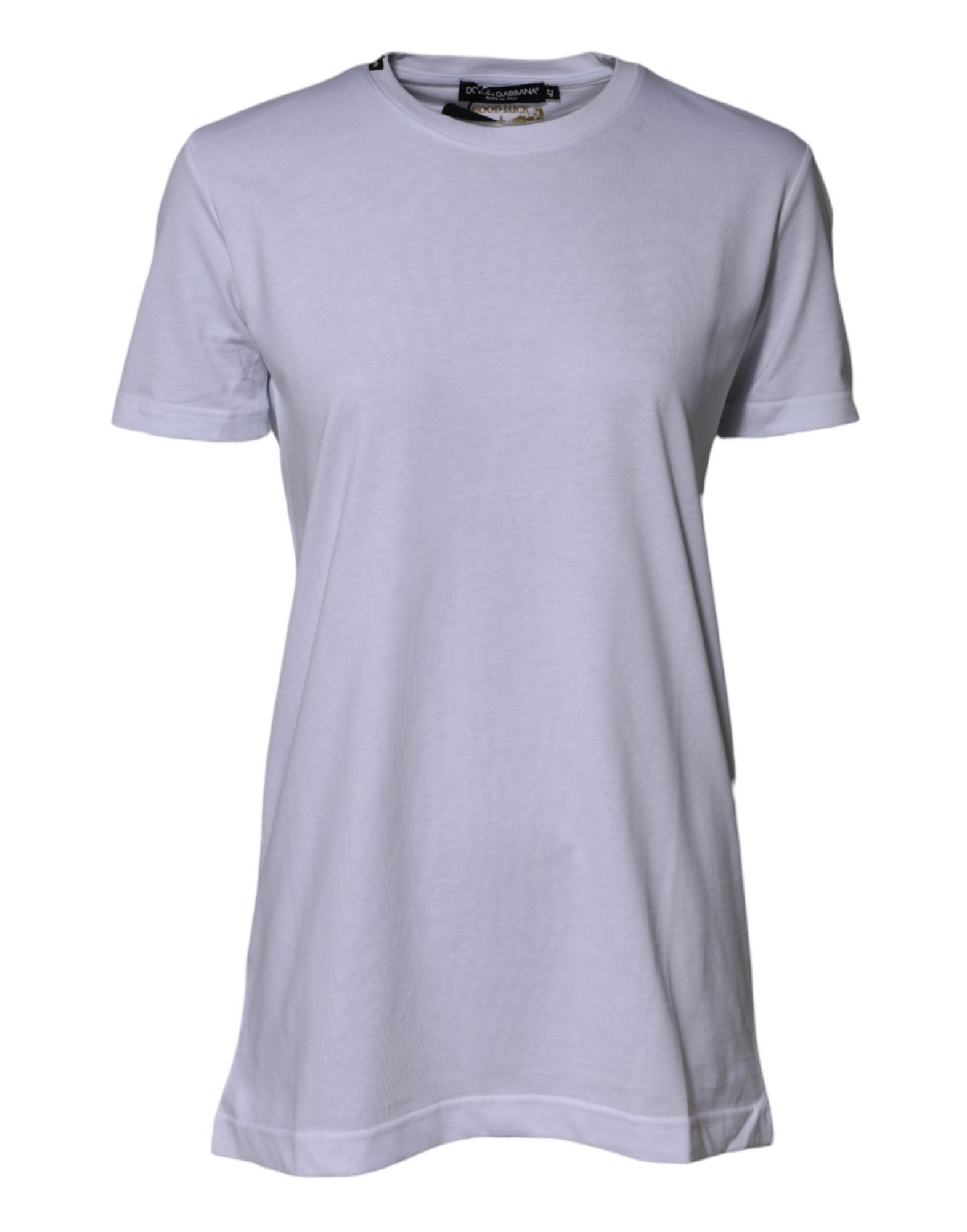 Dolce & Gabbana Weißes Baumwoll-Goodluck-2023-T-Shirt mit Rundhalsausschnitt