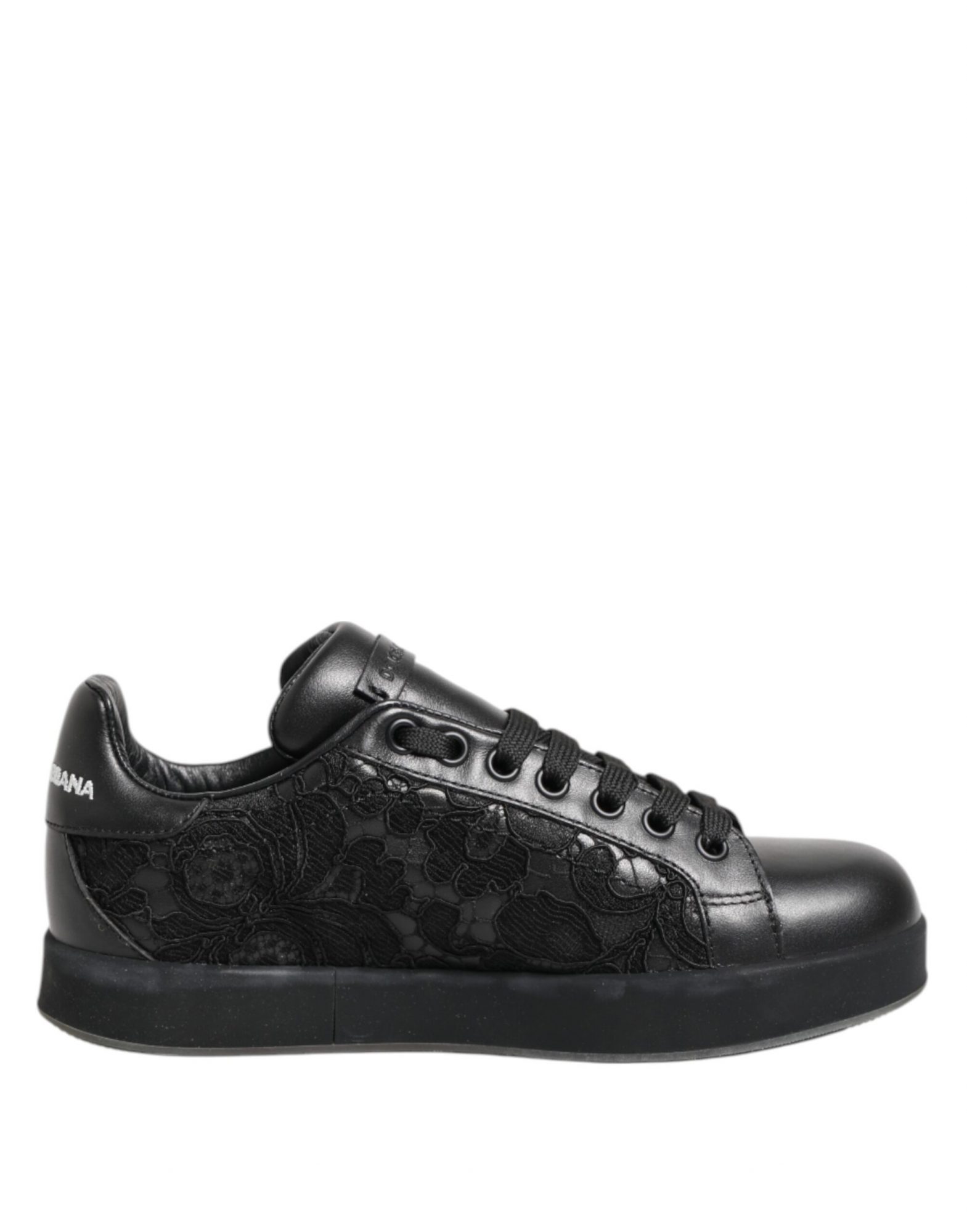 Dolce & Gabbana Schwarz Floral Spitze Low Top Sneakers Schuhe