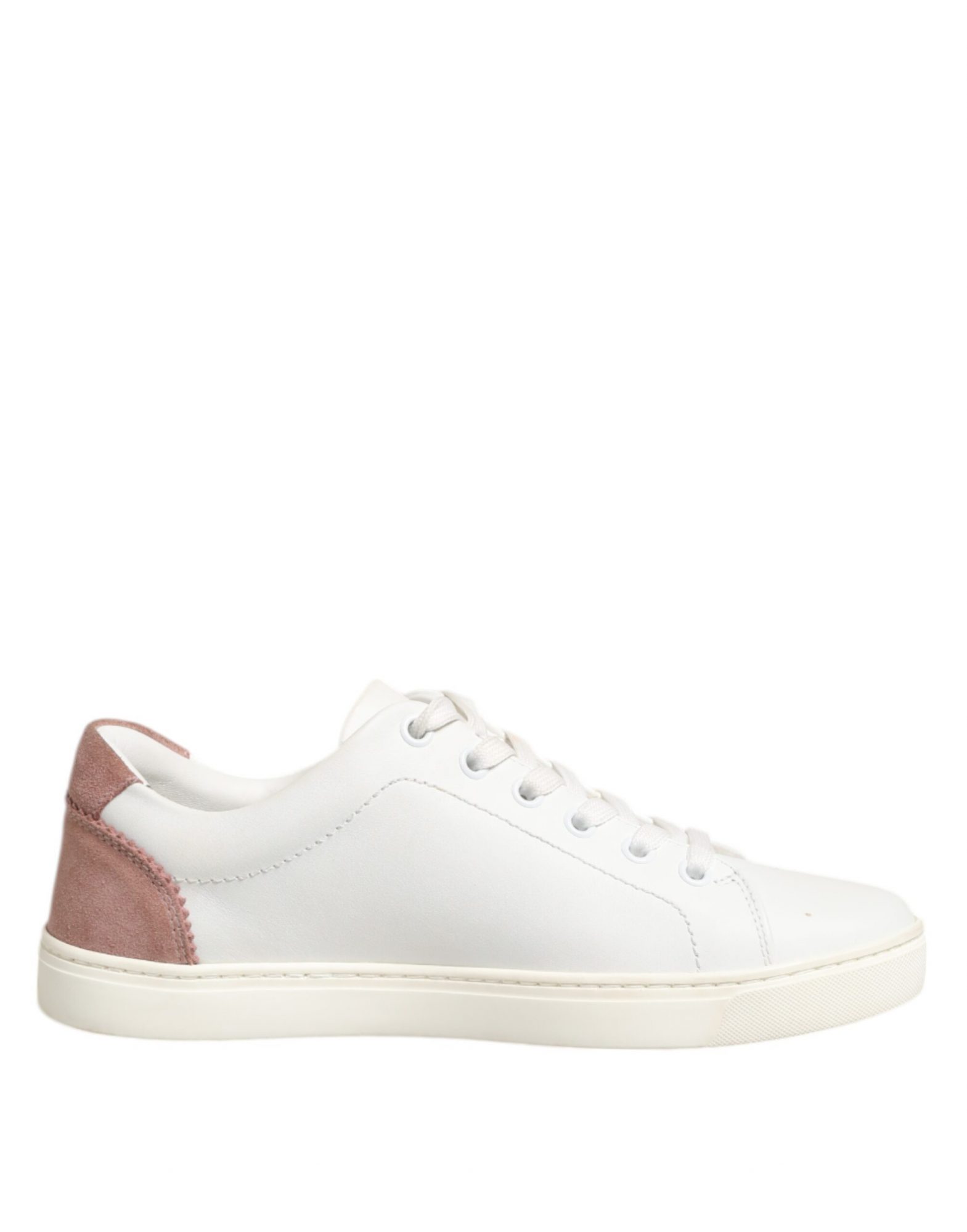 Dolce & Gabbana Weiß Rosa Leder Low Top Turnschuhe Schuhe