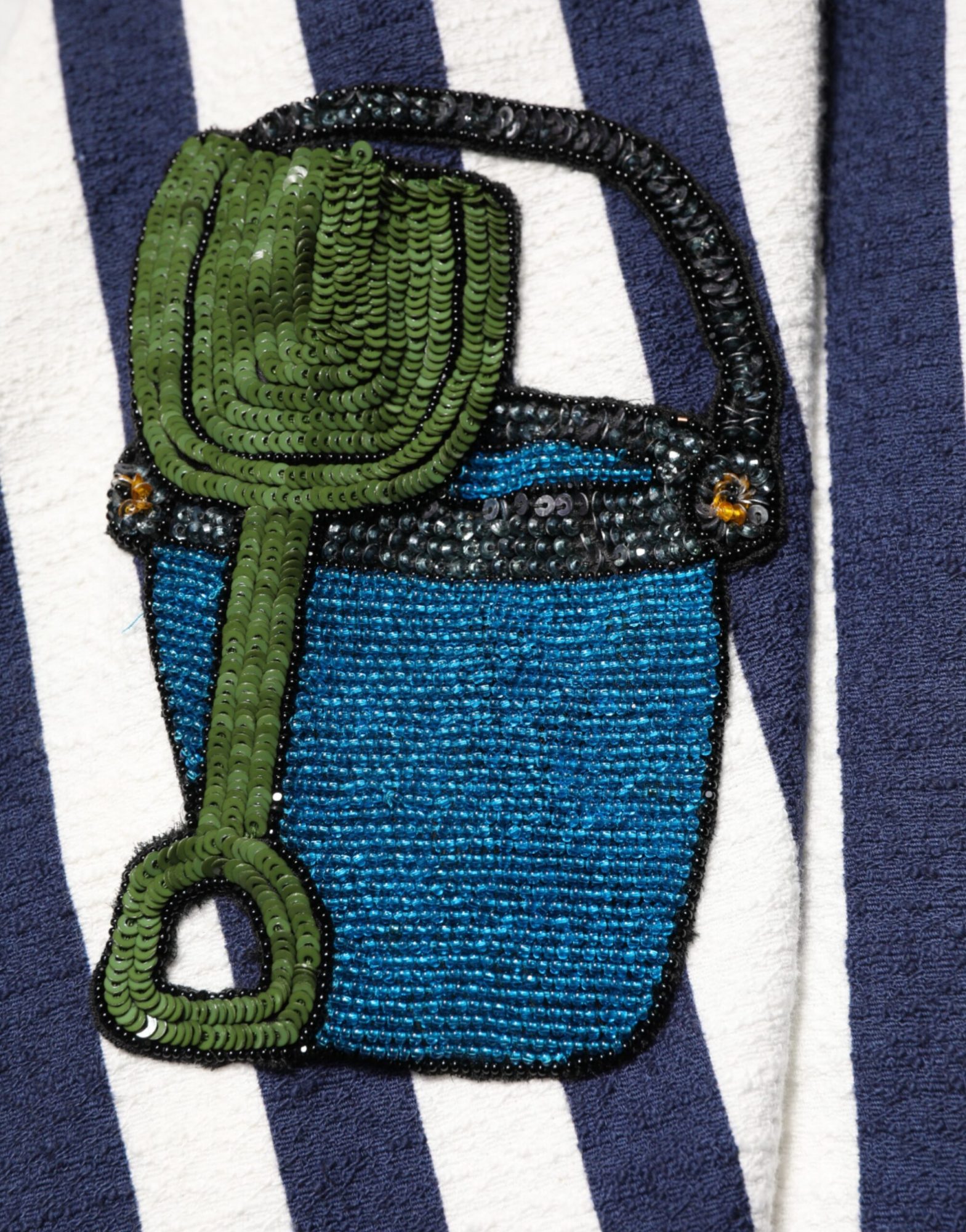 Dolce & Gabbana Blau-weiß gestreiftes, besticktes Kleid in A-Linie – Bild 8