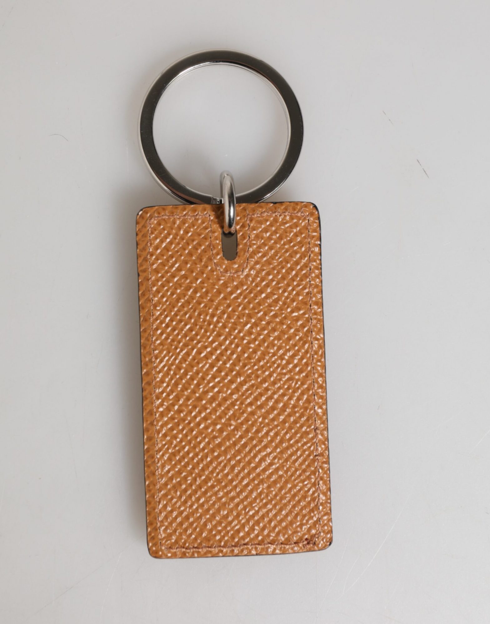 Dolce & Gabbana Braunes Leder Logo Metallring Schlüsselbundhalter Männer Schlüsselanhänger – Bild 5