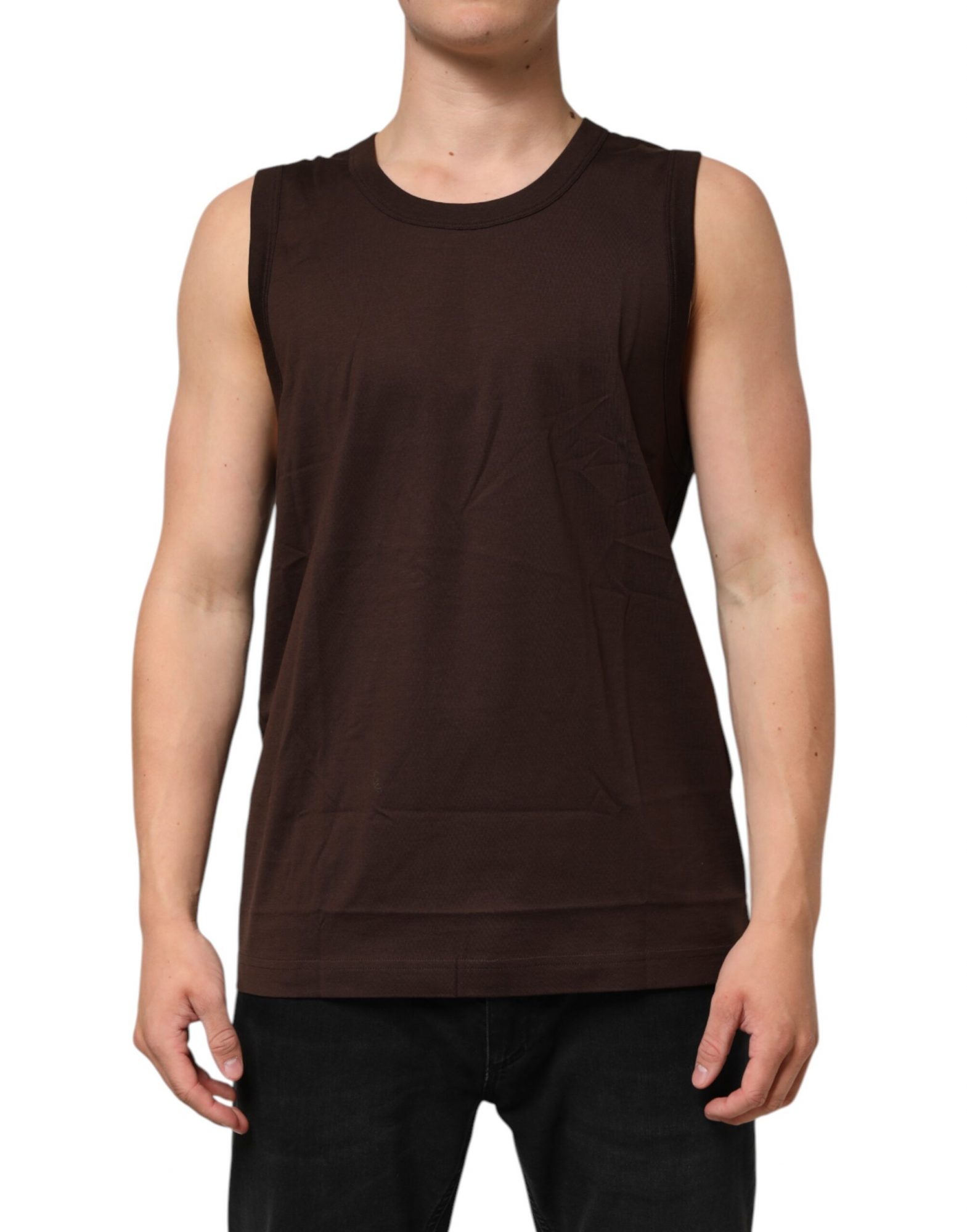 Dolce & Gabbana Braun Baumwolle ärmellose Unterwäsche Männer Tank Top