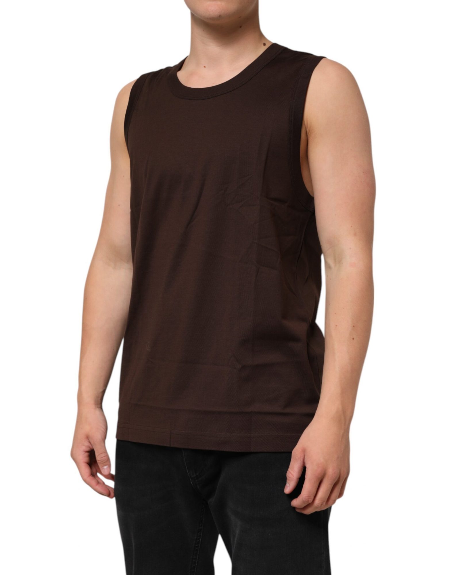 Dolce & Gabbana Braun Baumwolle ärmellose Unterwäsche Männer Tank Top – Bild 3