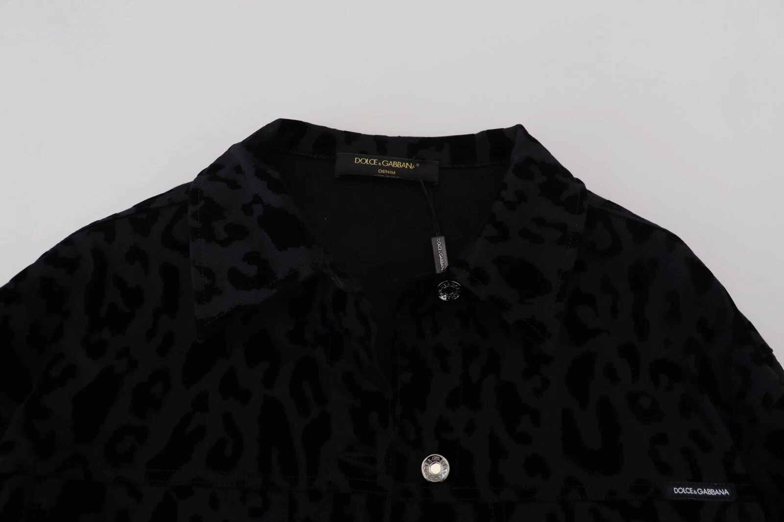 Dolce & Gabbana Baumwolle Schwarz Leopard Langarm Denim Jacke – Bild 8