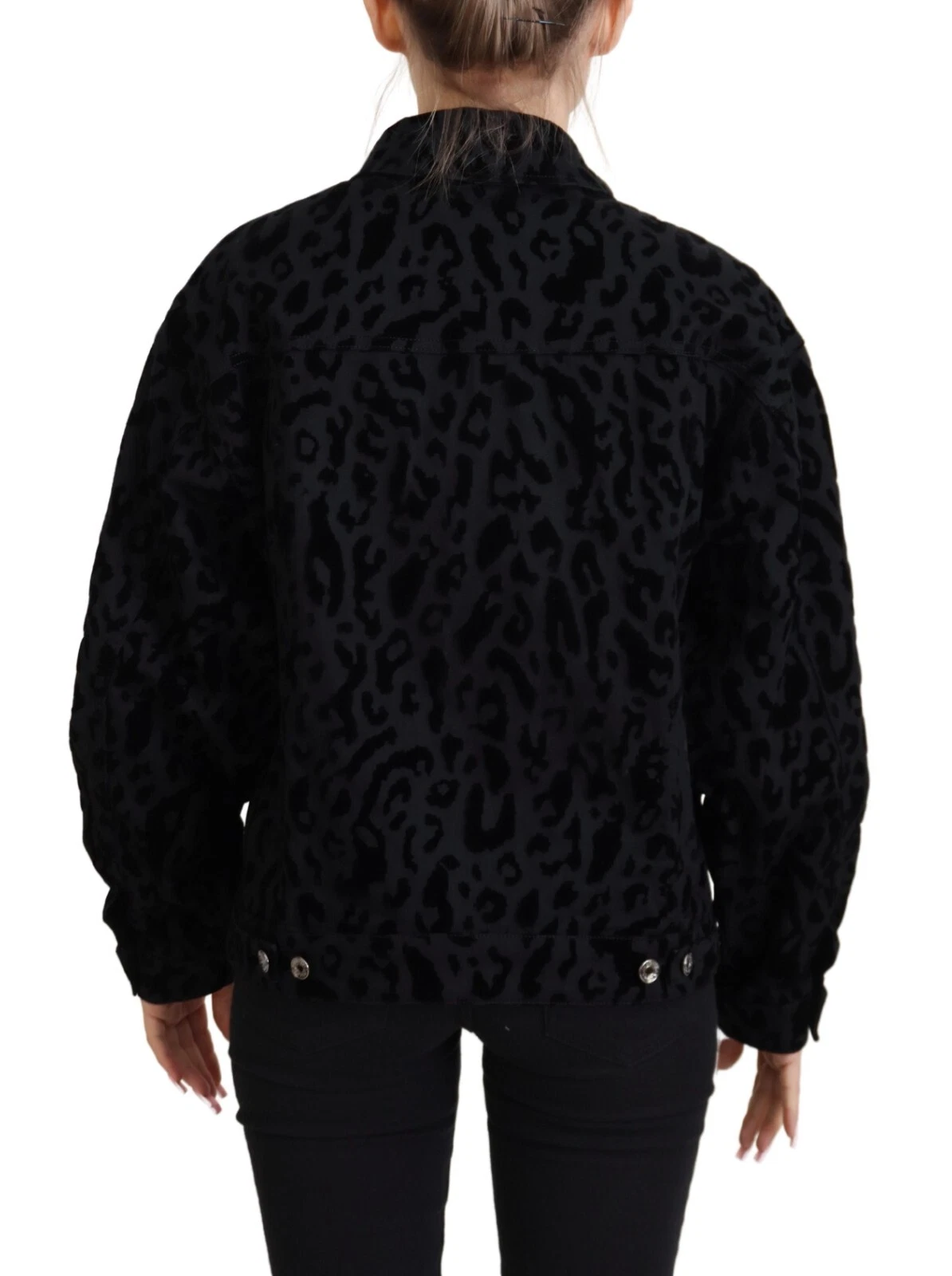 Dolce & Gabbana Baumwolle Schwarz Leopard Langarm Denim Jacke – Bild 4