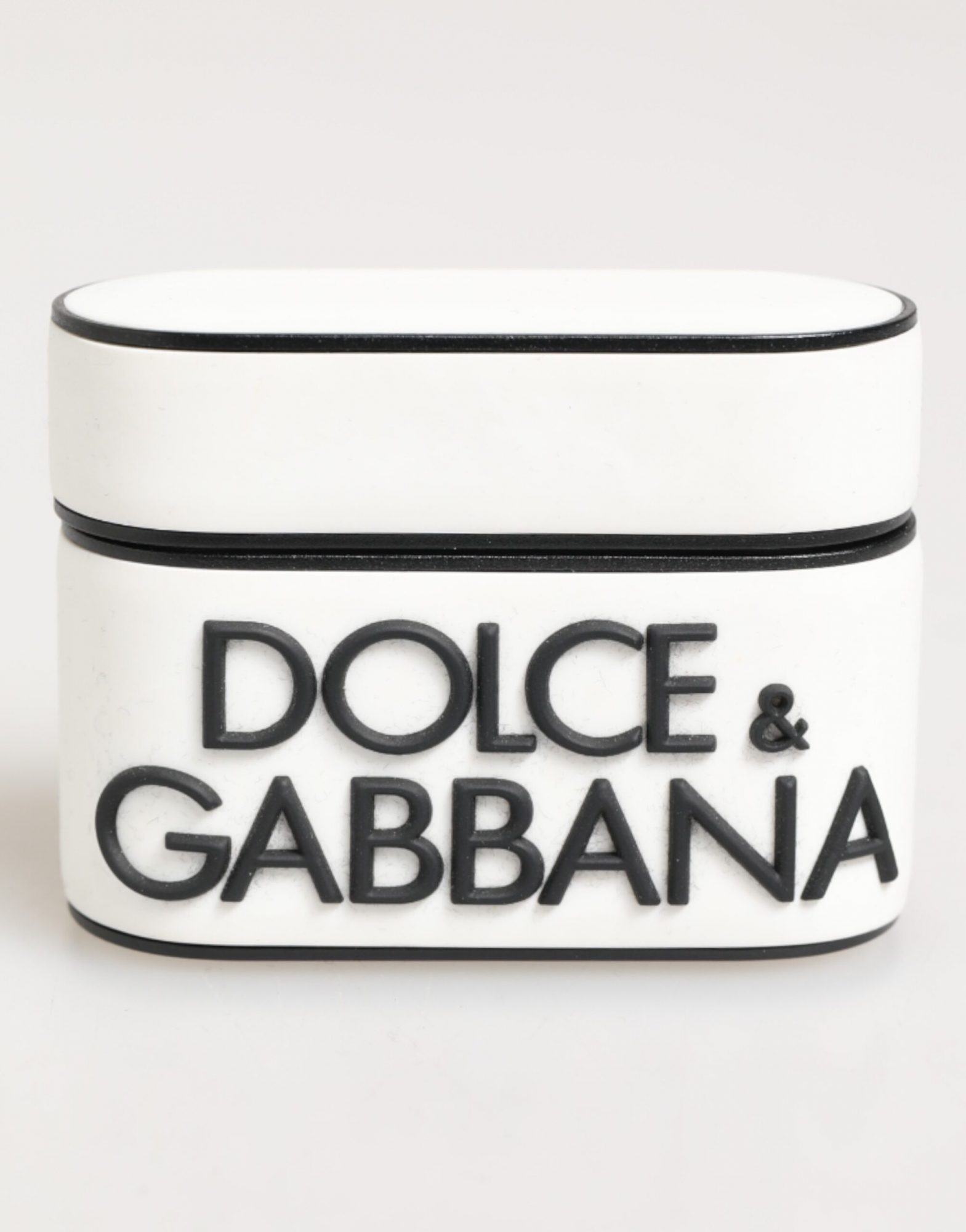 Dolce & Gabbana Weiß Schwarz Gummi Logo Geprägtes Zubehör Airpods Case