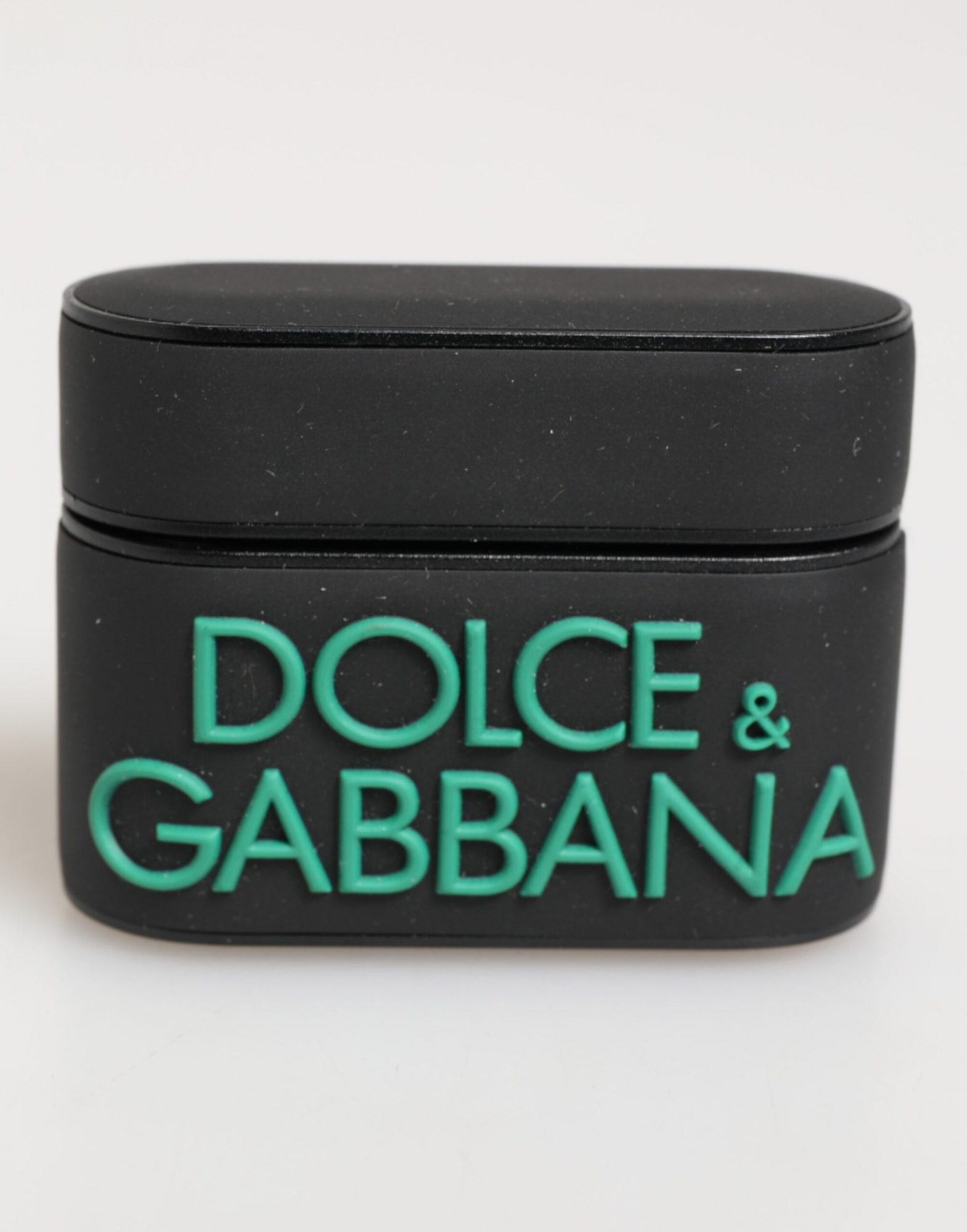 Dolce & Gabbana Schwarz Mint Gummi Logo geprägtes Zubehör Airpods Fall