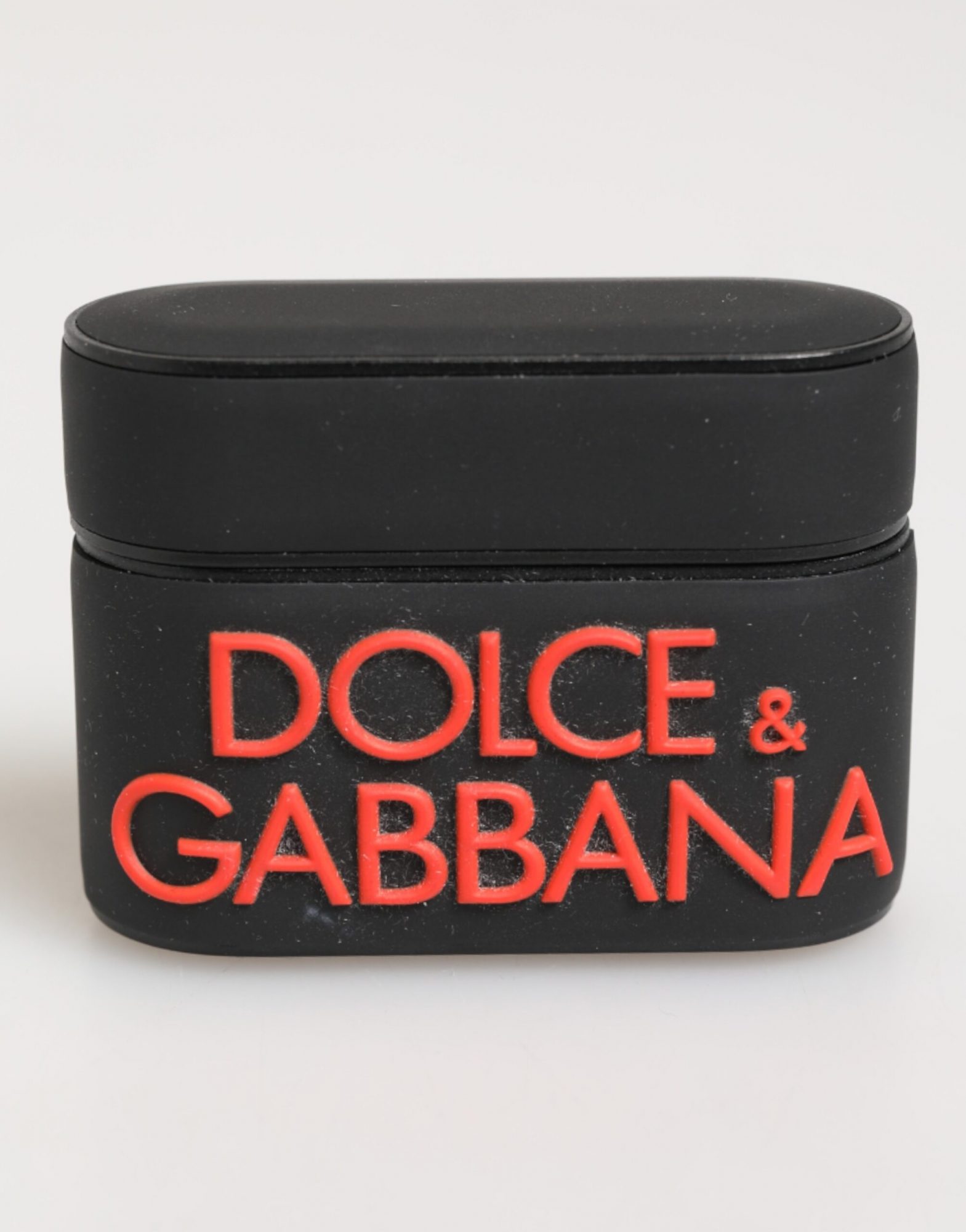 Dolce & Gabbana Schwarz Orange Gummi Logo Prägung Zubehör Airpods Fall