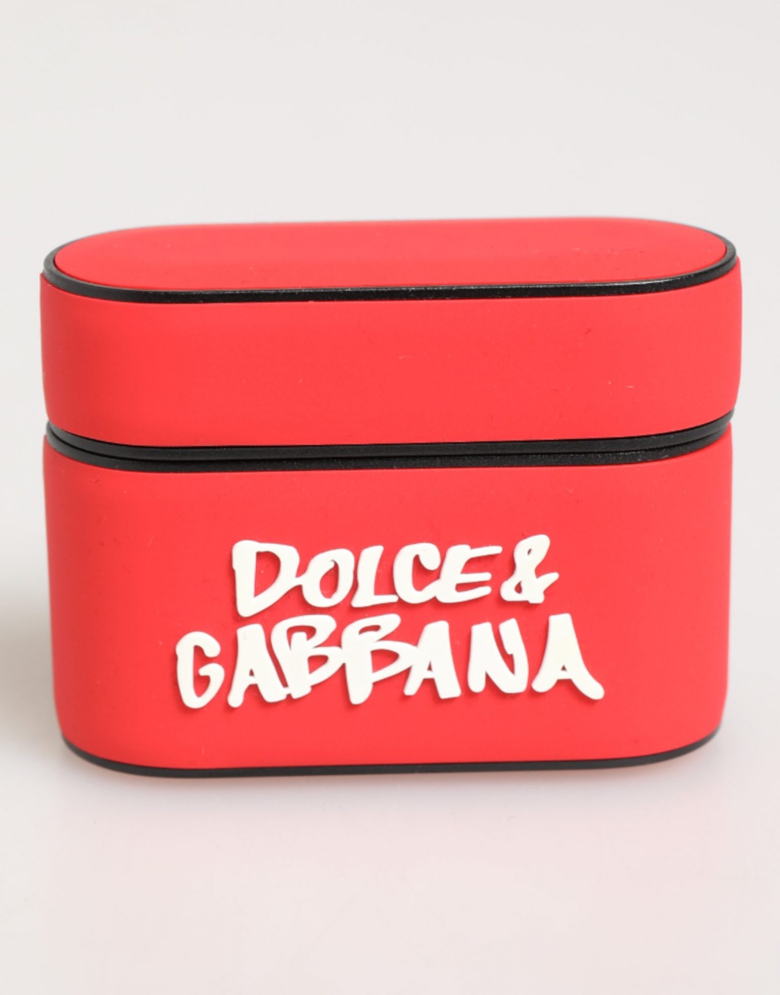 Dolce & Gabbana Rotes PVC DG Logo geprägte Männer Flip Halter Airpods Fall