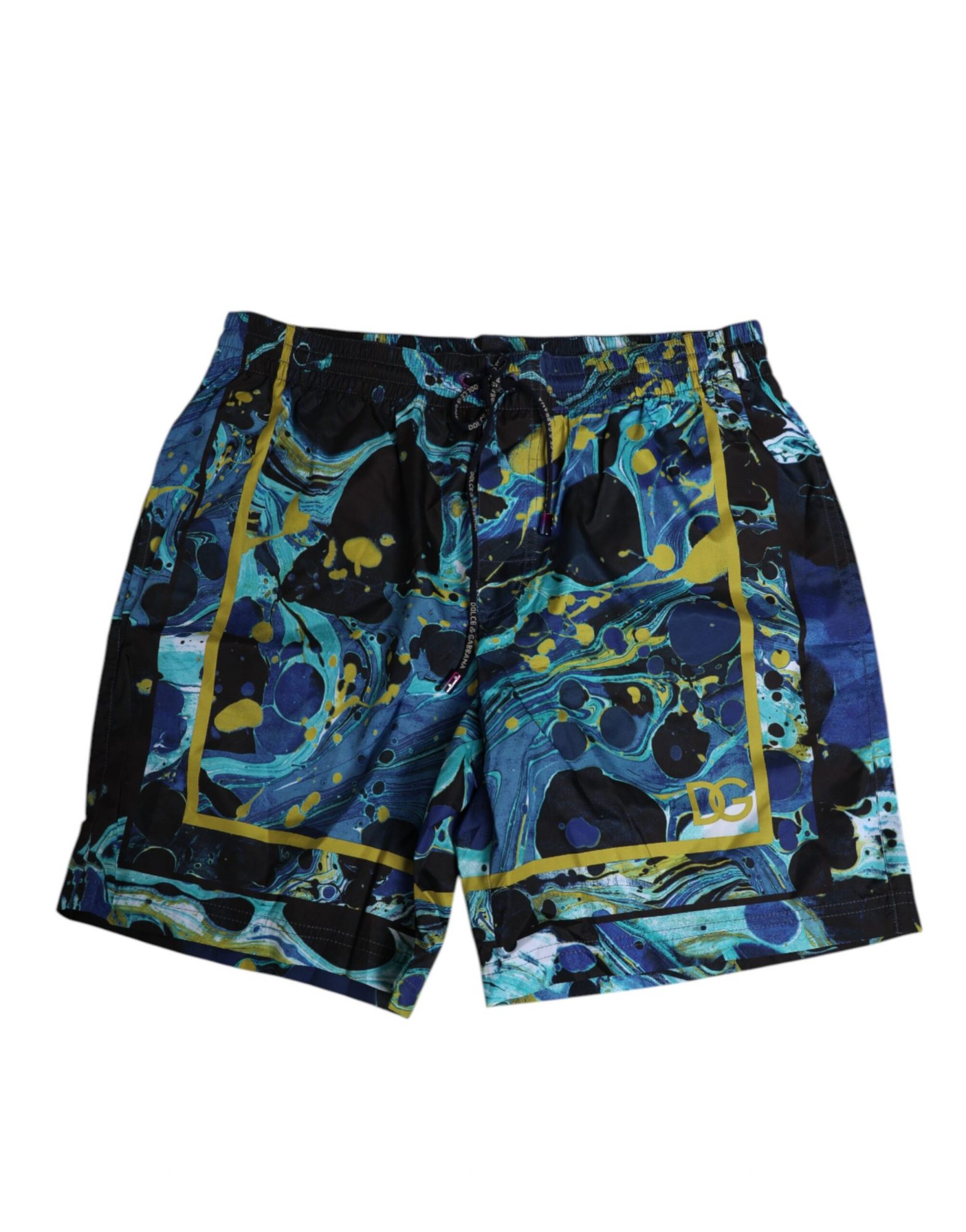 Dolce & Gabbana Blauer Marmor Print Logo Herren Boxer Short Badebekleidung