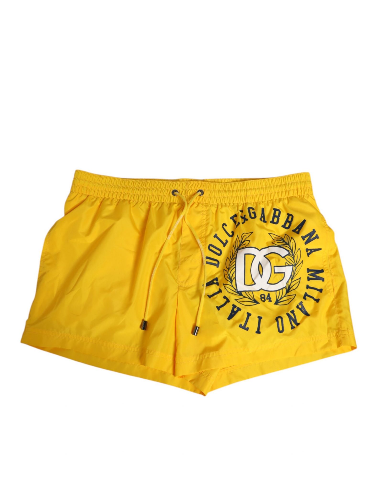 Dolce & Gabbana Gelbe Nylon Logo Print Herren Boxer Short Badebekleidung