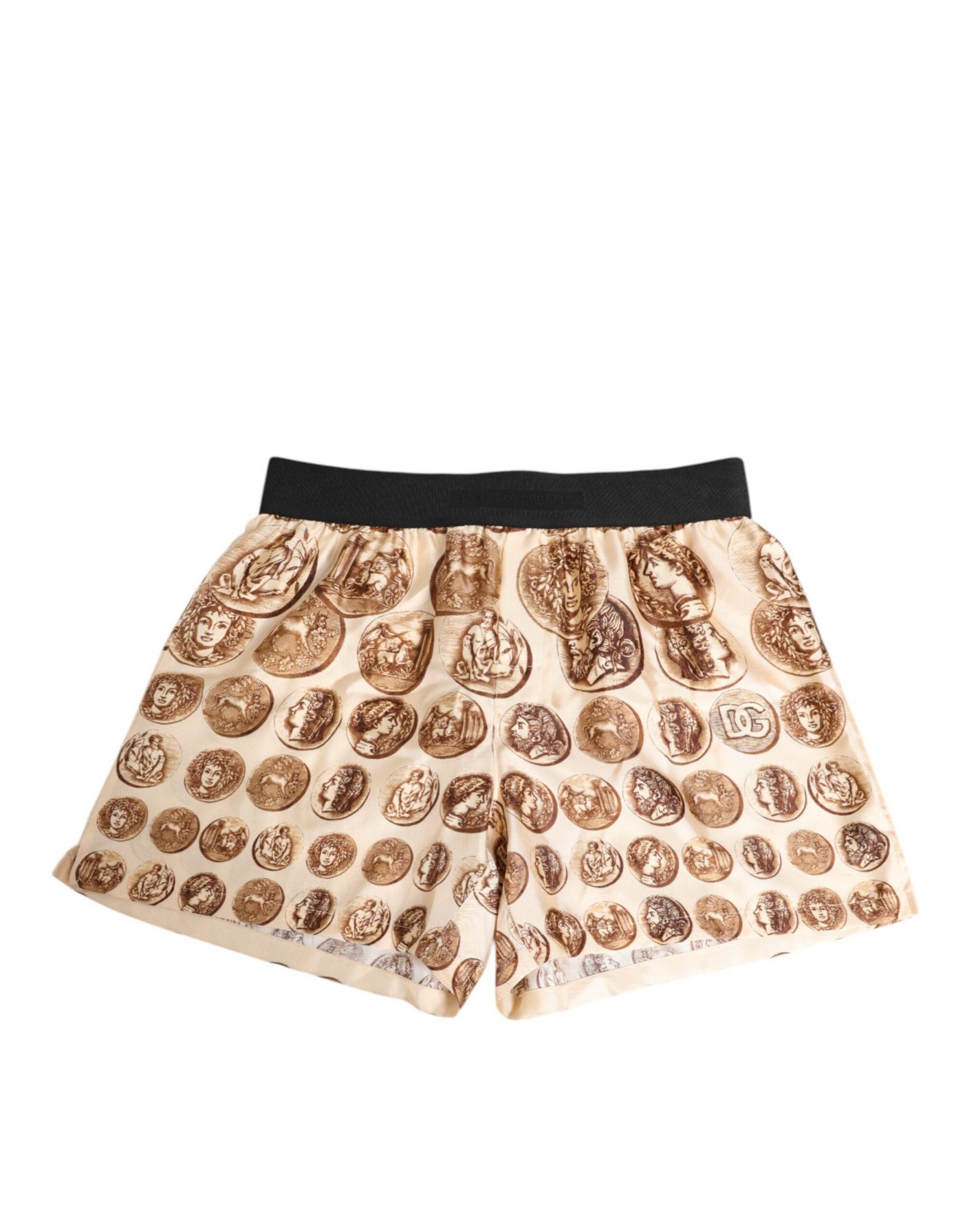 Dolce & Gabbana Brown Ancient Coin Print Seidenshorts Bademode