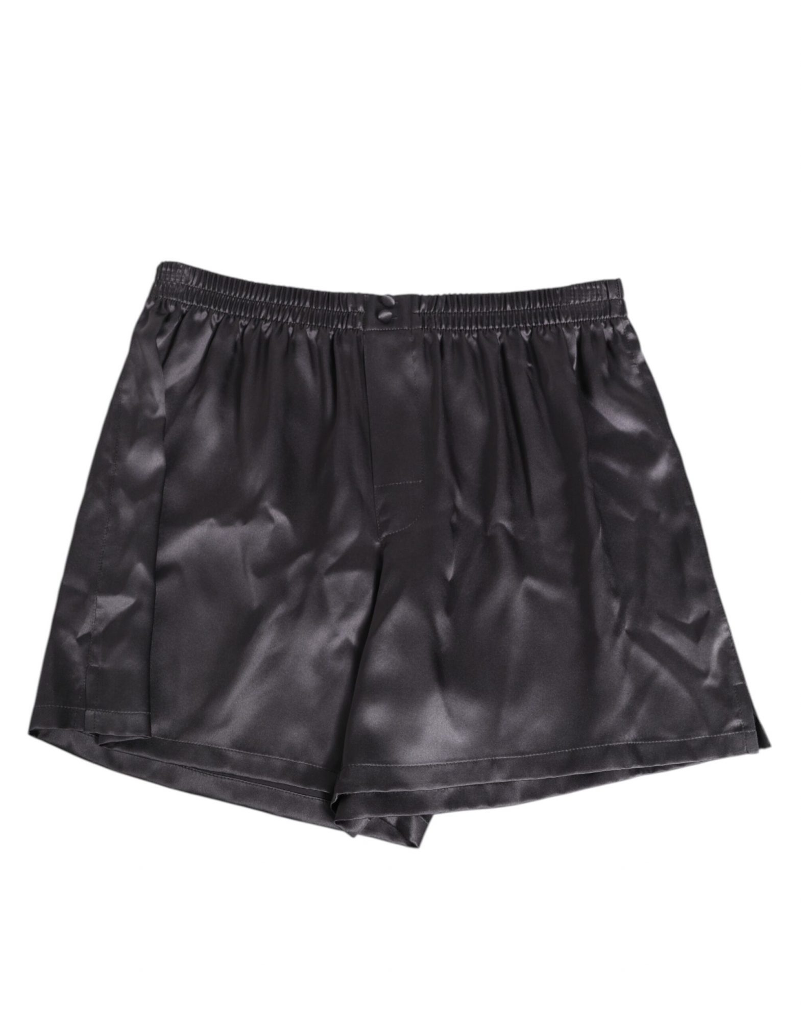 Dolce & Gabbana Schwarzer Satin Seide Elastische Herren Boxer Short Badebekleidung