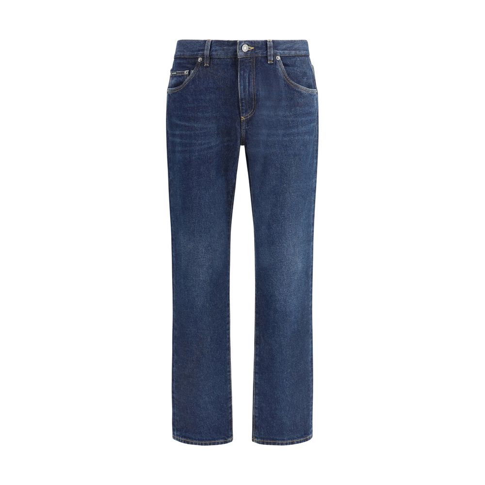 Dolce & Gabbana Gerade geschnittene Jeans aus blauem Baumwoll-Denim