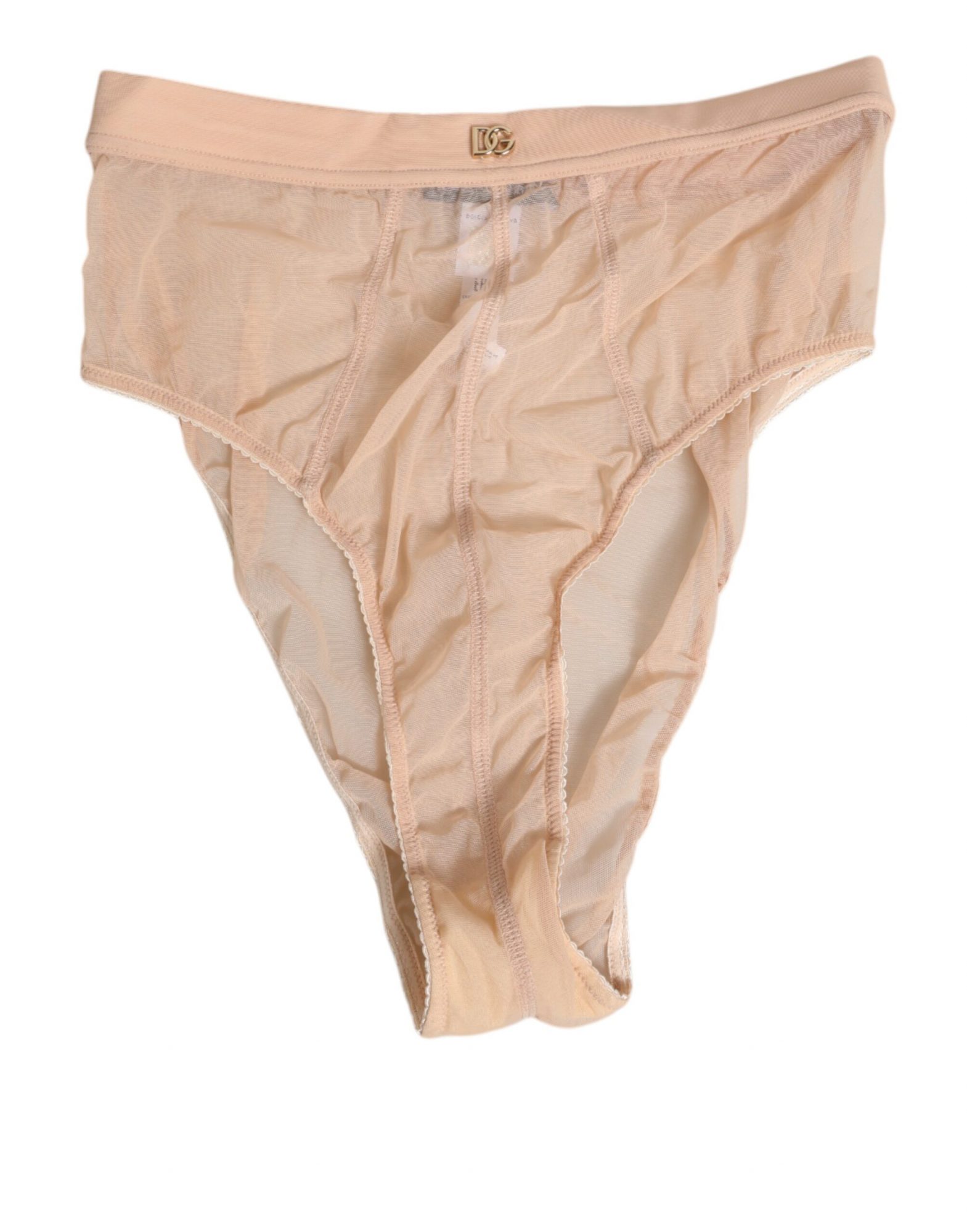 Dolce & Gabbana Beige Durchsichtiges Netz Höschen mit hoher Taille Unterwäsche