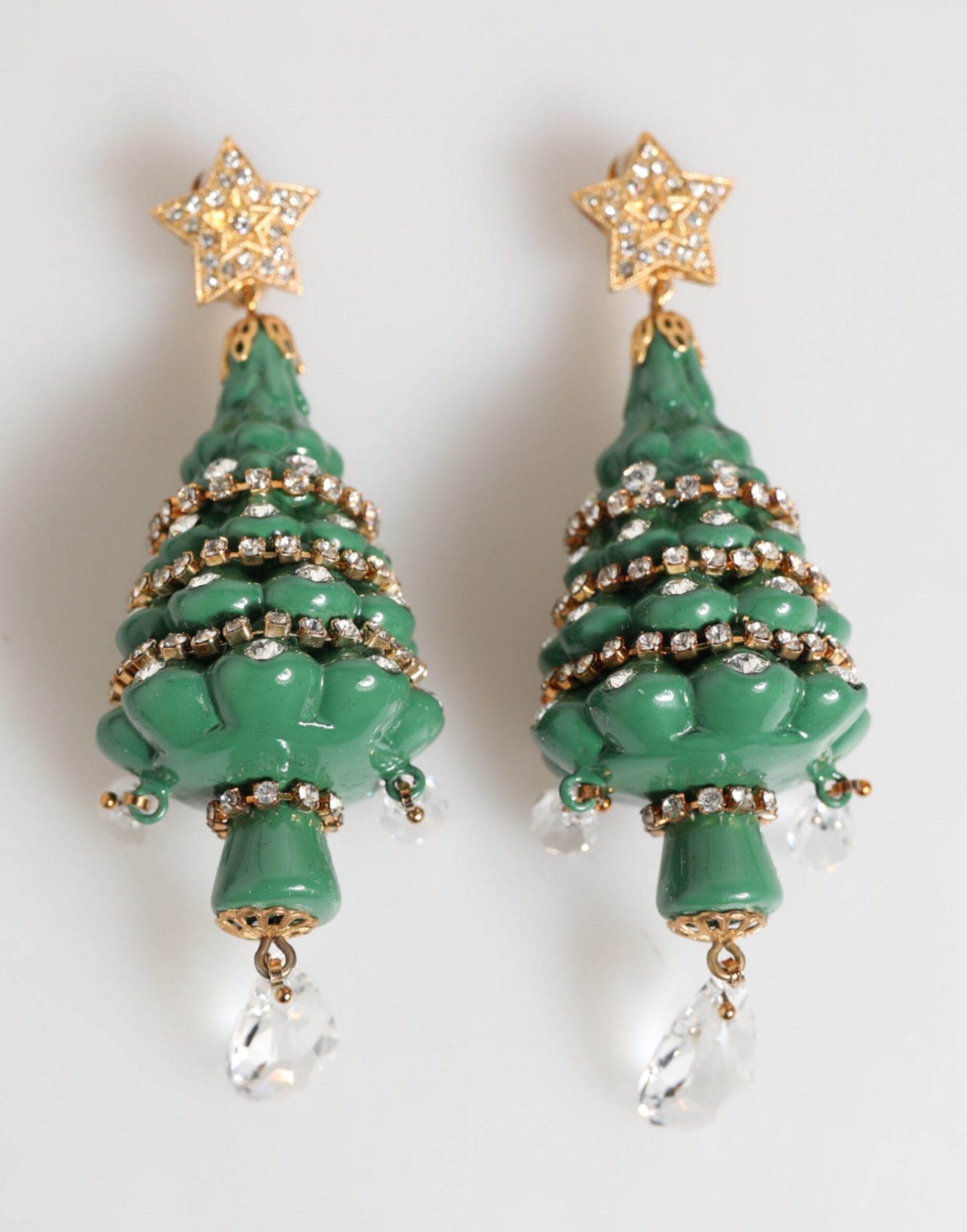 Dolce & Gabbana Gold Messing Multicolor Weihnachtsbaum-Ohrringe
