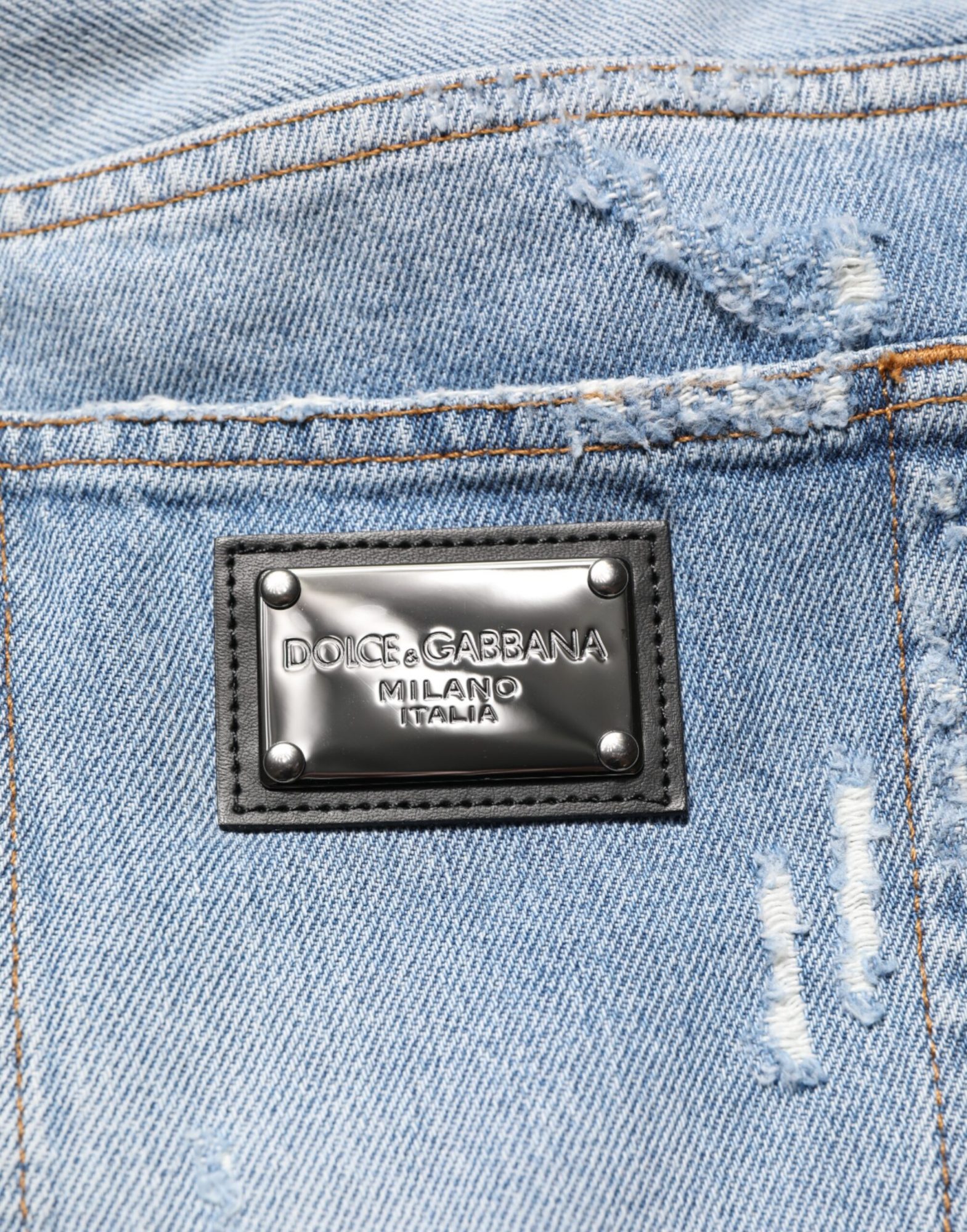 Dolce & Gabbana Blaue zerrissene Denim-Hose Jeans – Bild 8