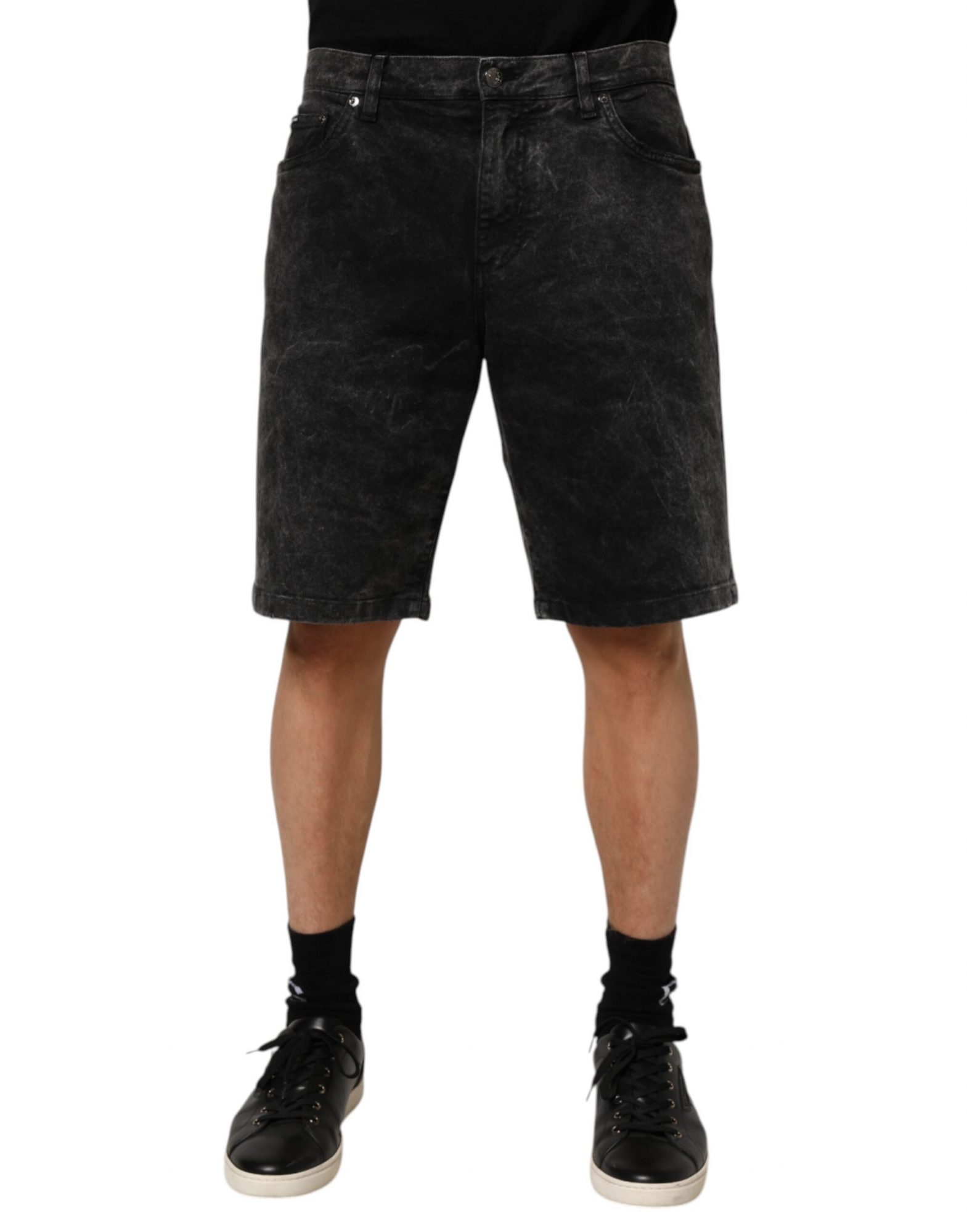 Dolce & Gabbana Schwarz Baumwolle Mid Waist Denim Männer Bermuda Short