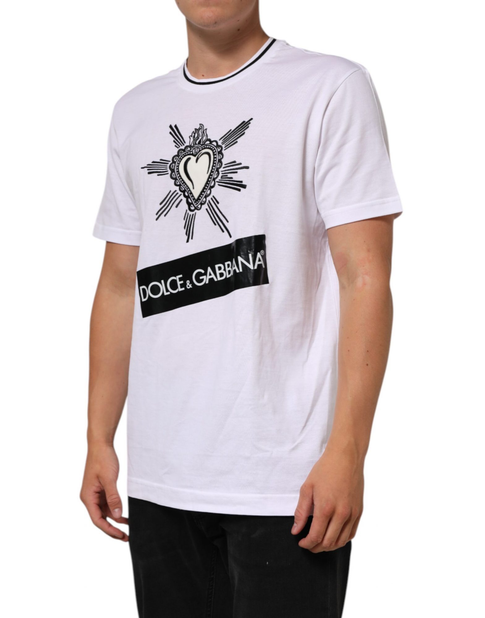 Dolce & Gabbana Weißes Sacred Heart Kurzarm-T-Shirt für Männer – Bild 3
