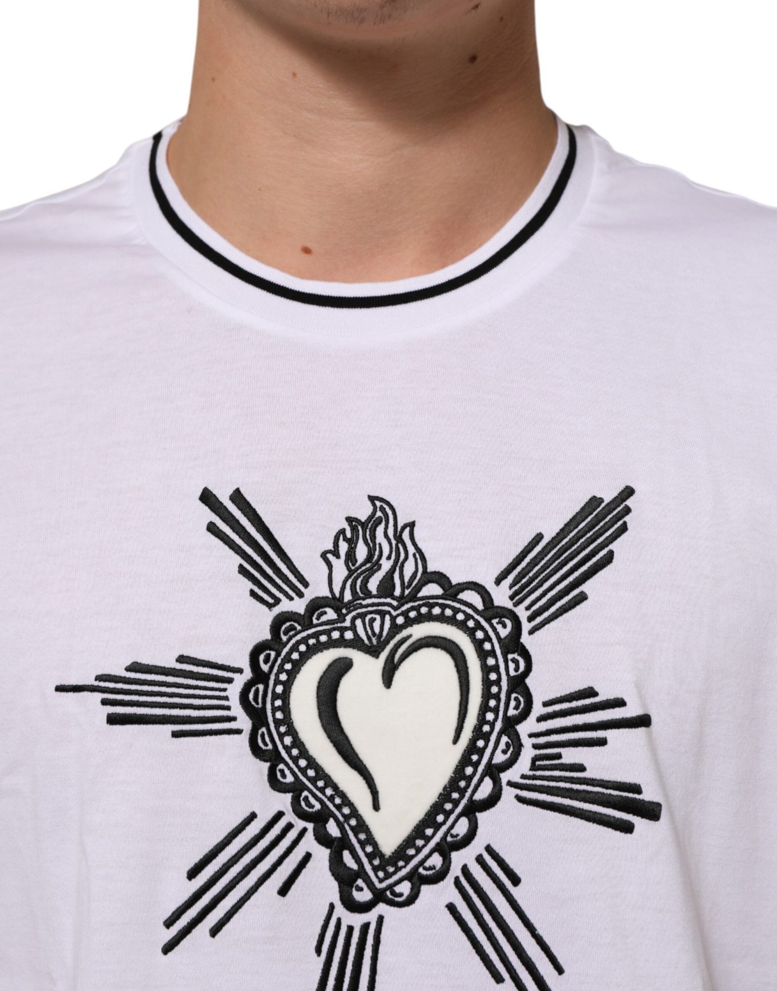 Dolce & Gabbana Weißes Sacred Heart Kurzarm-T-Shirt für Männer – Bild 5