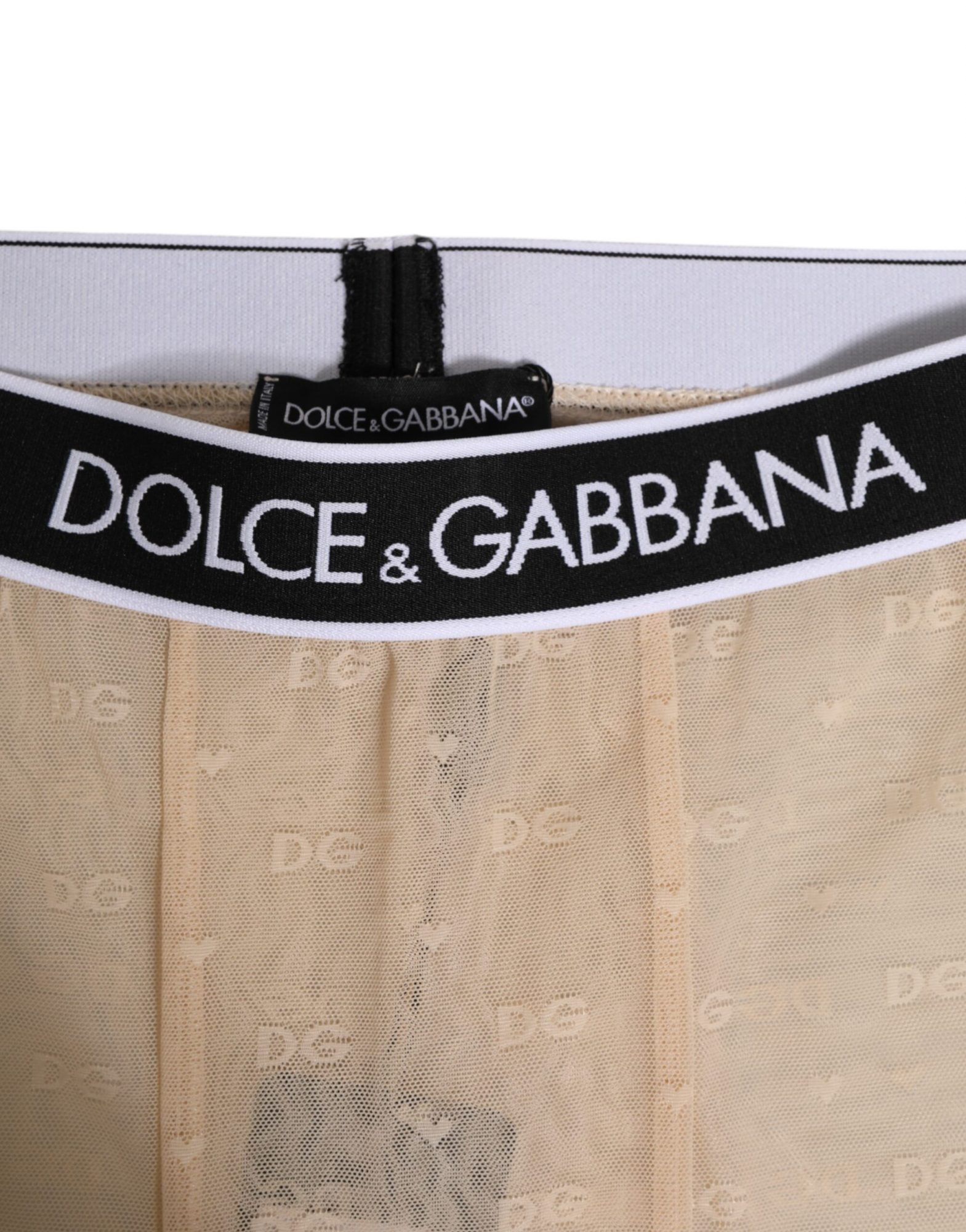 Dolce & Gabbana Beige Nylon Logo Spitze Leggings Hose Unterwäsche – Bild 5