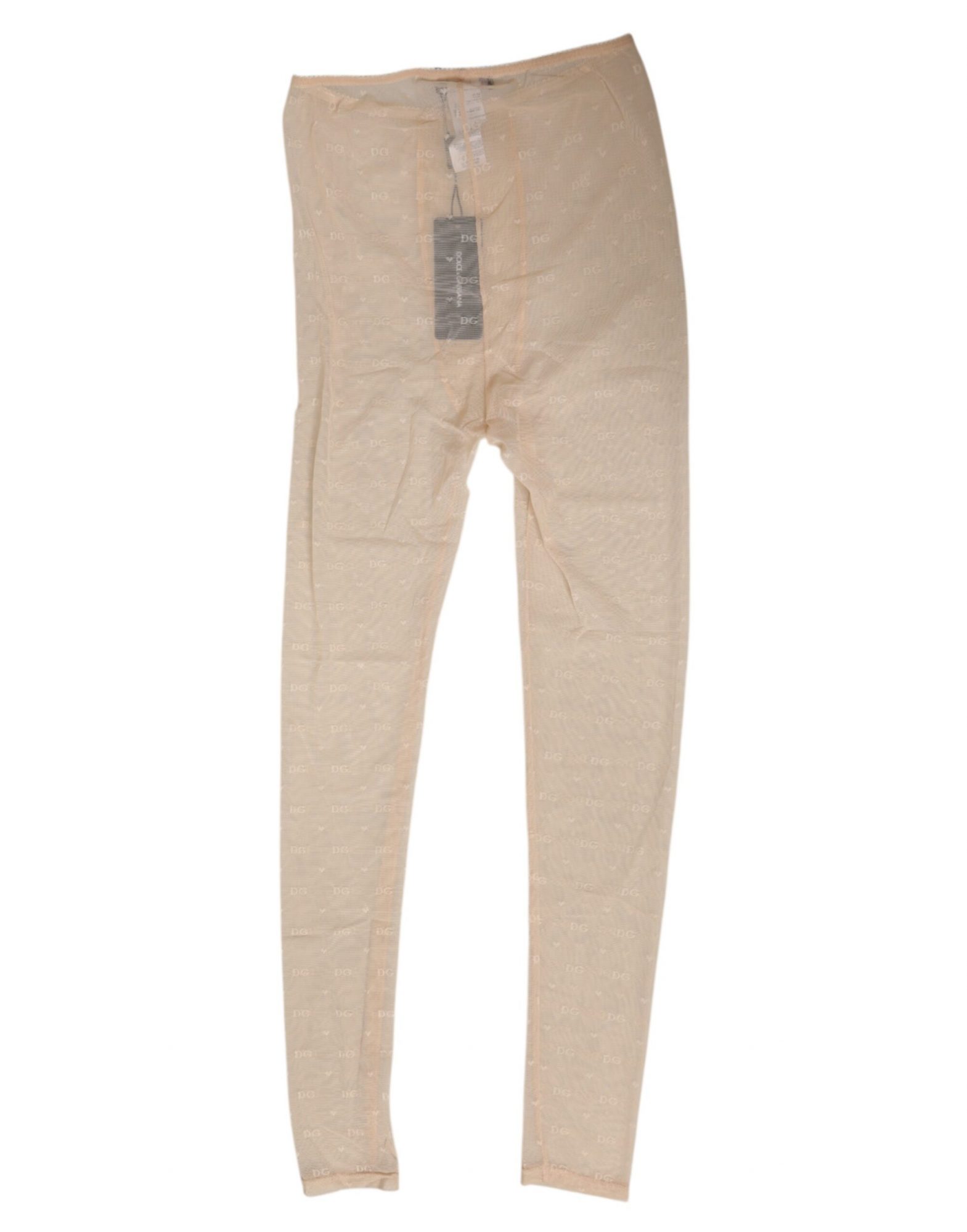 Dolce & Gabbana Beige Nylon Stretch Logo Lace Leggings Unterwäsche – Bild 3