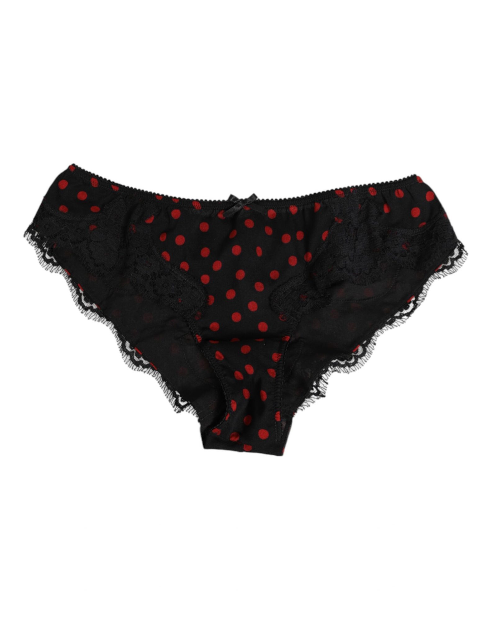 Dolce & Gabbana Schwarz gepunktete Seidenpanty mit niedriger Taille Unterwäsche
