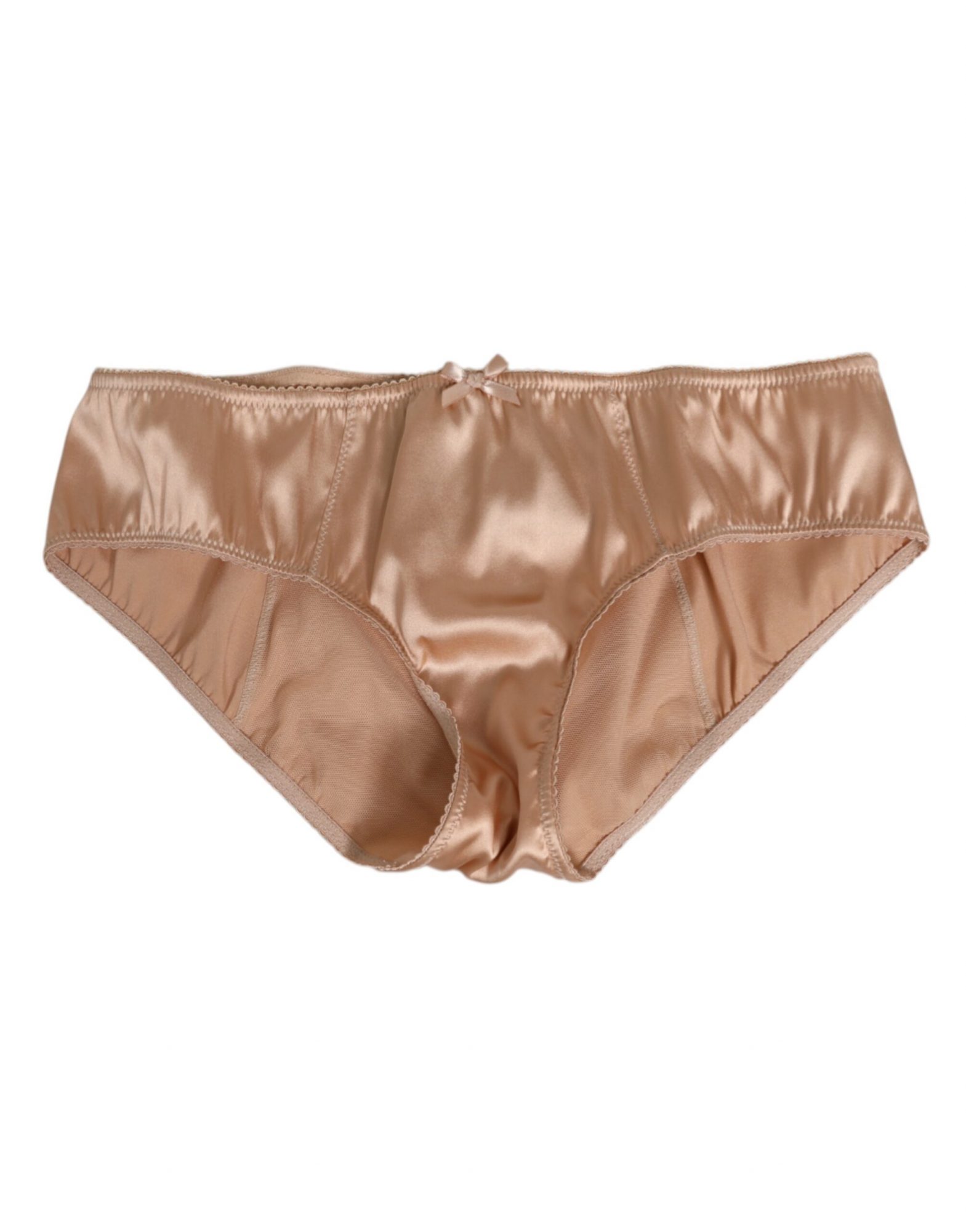 Dolce & Gabbana Beige Seidensatin Floral Spitze Panty Slip Unterwäsche