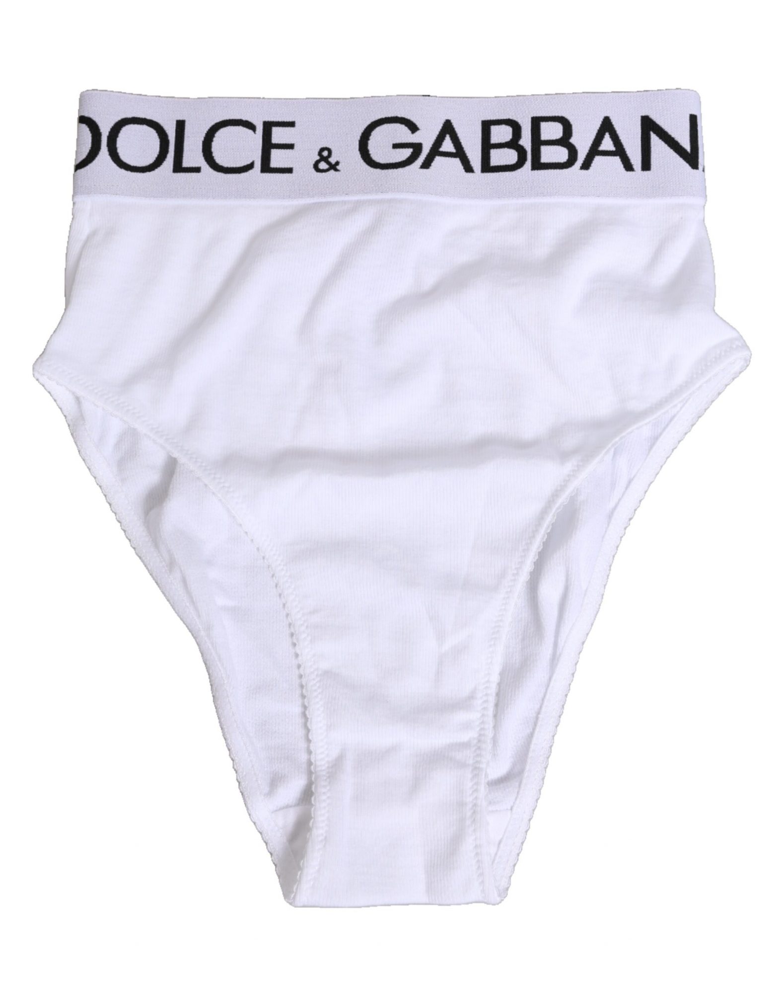 Dolce & Gabbana Weiße Baumwoll-Stretch-Panty mit hoher Taille Unterwäsche